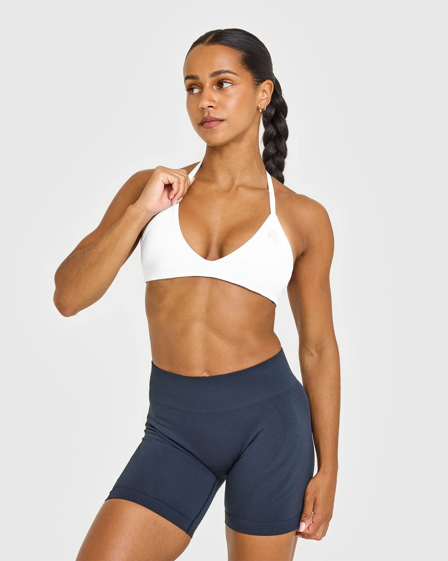 EnhanceLift™ Seamless Minimal Halter Neck Bralette | White - Image 2