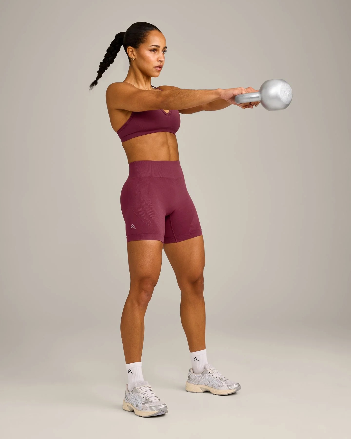 EnhanceLift™ Seamless Shorts with Grey Logo | Burnt Maroon - Image 3