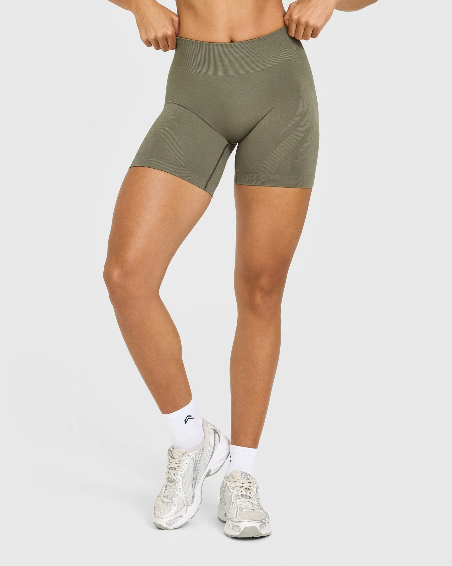 EnhanceLift™ Seamless Shorts with White Logo | Alpine Green - Image 2