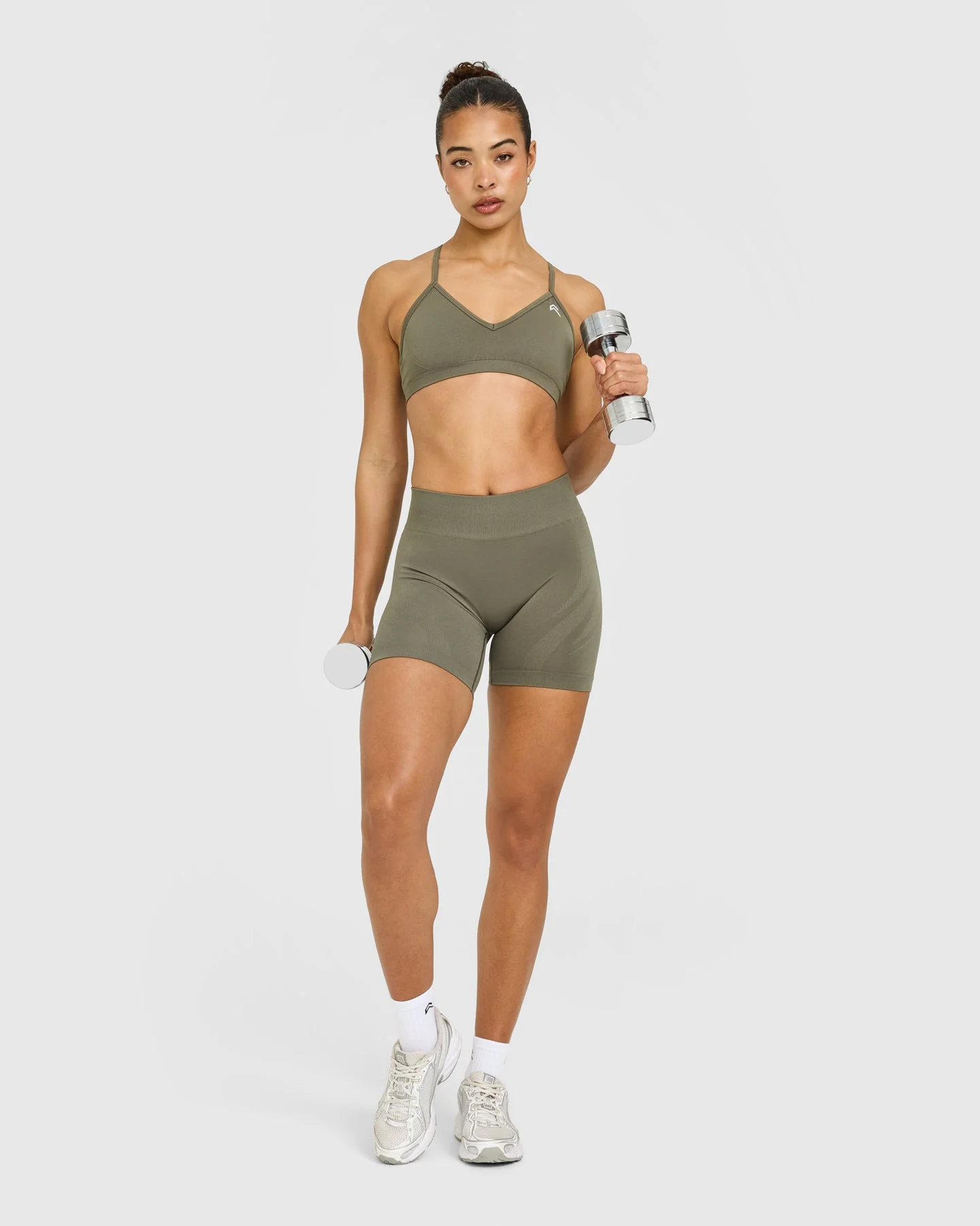 EnhanceLift™ Seamless Shorts with White Logo | Alpine Green - Image 3