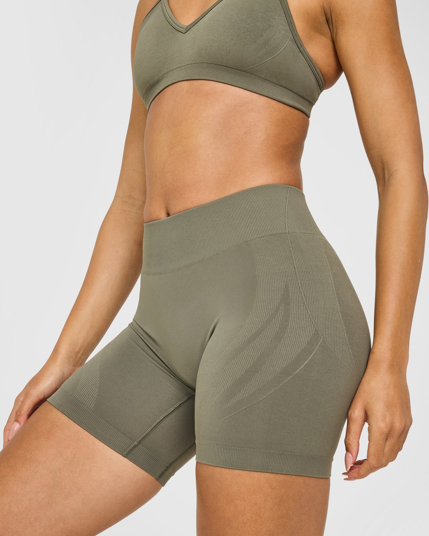 EnhanceLift™ Seamless Shorts with White Logo | Alpine Green - Image 5