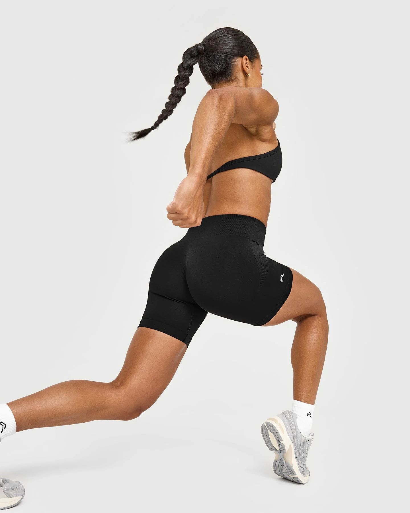 EnhanceLift™ Seamless Shorts with White Logo | Black - Image 3