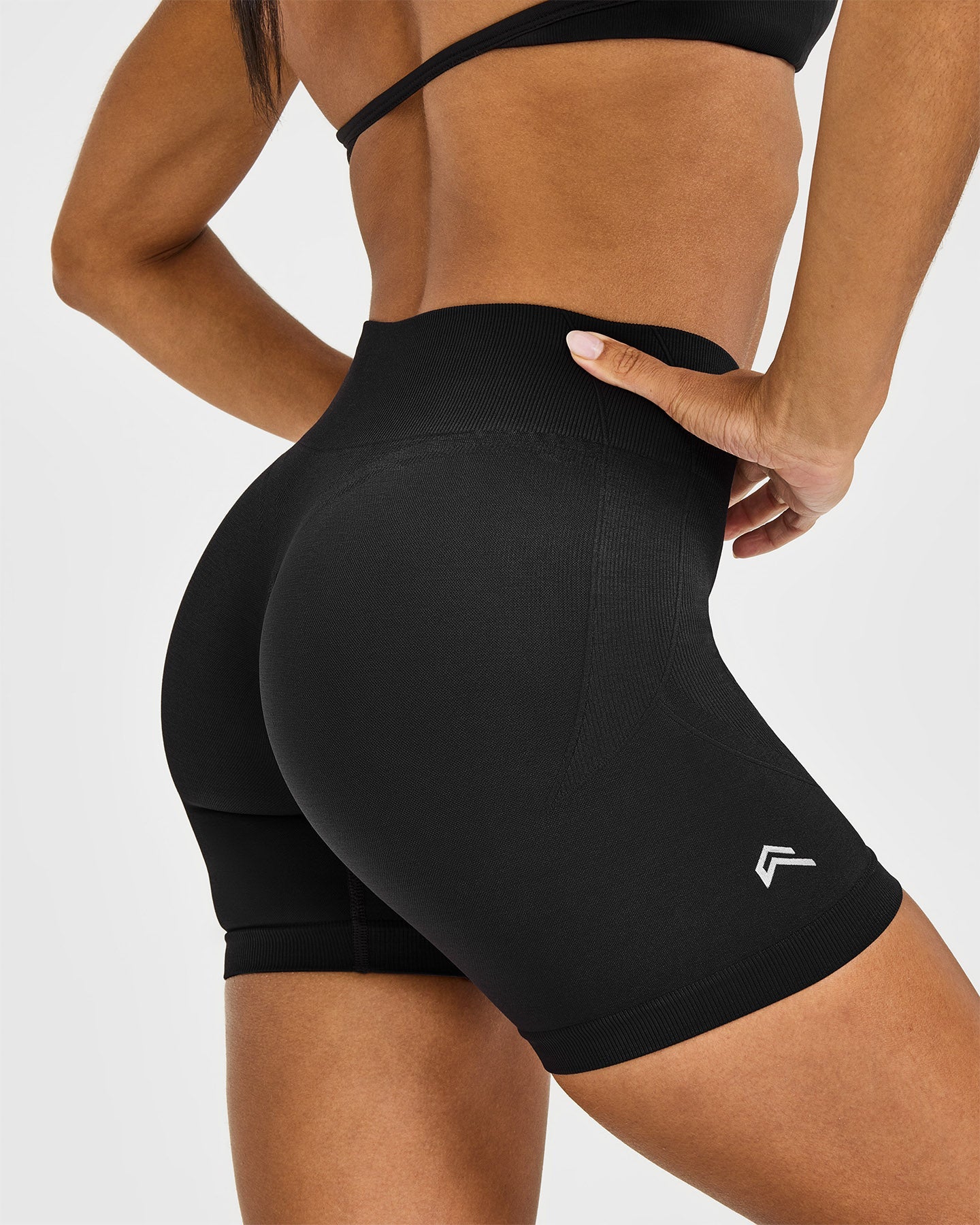 EnhanceLift™ Seamless Shorts with White Logo | Black - Image 5