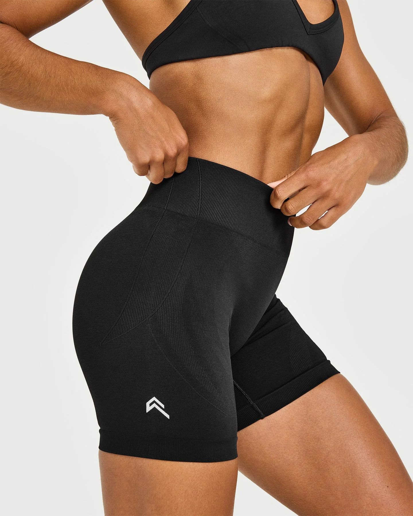 EnhanceLift™ Seamless Shorts with White Logo | Black - Image 6