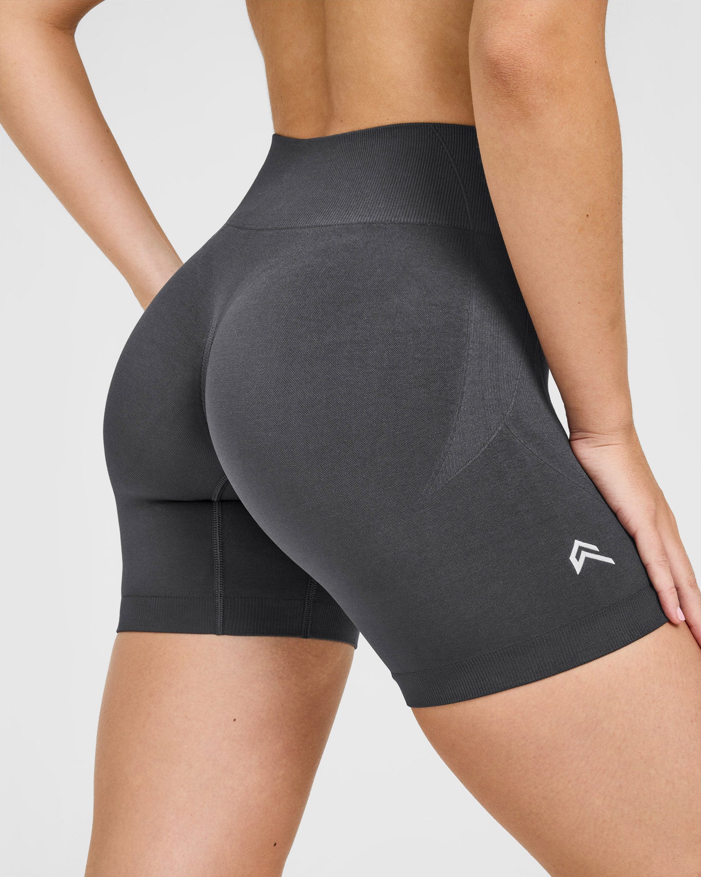 EnhanceLift™ Seamless Shorts with White Logo | Coal - Image 3