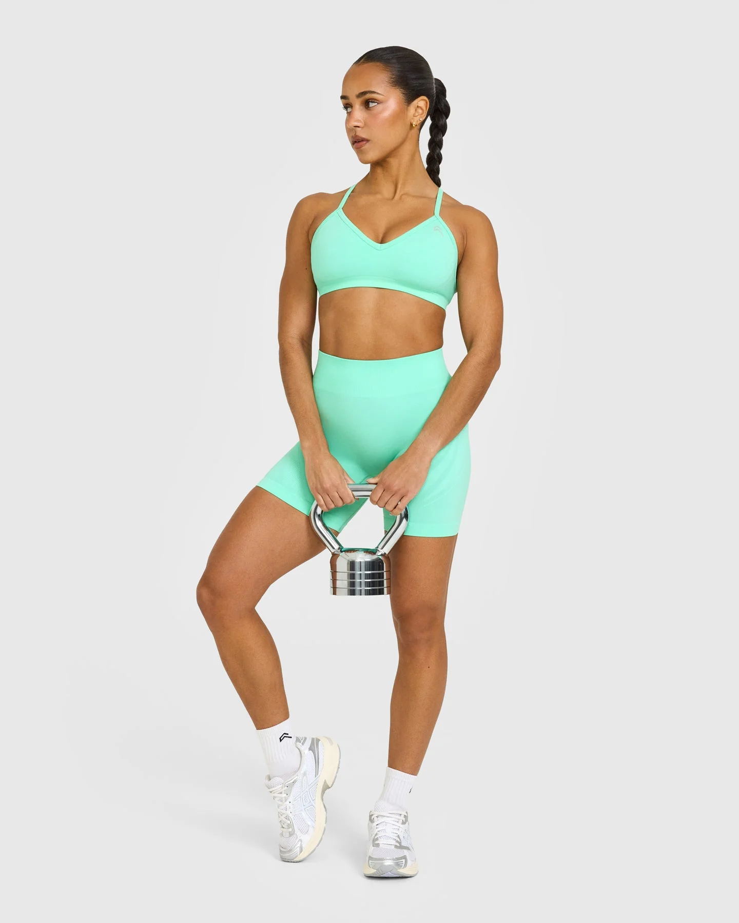 EnhanceLift™ Seamless Shorts with White Logo | Peppermint Green - Image 3