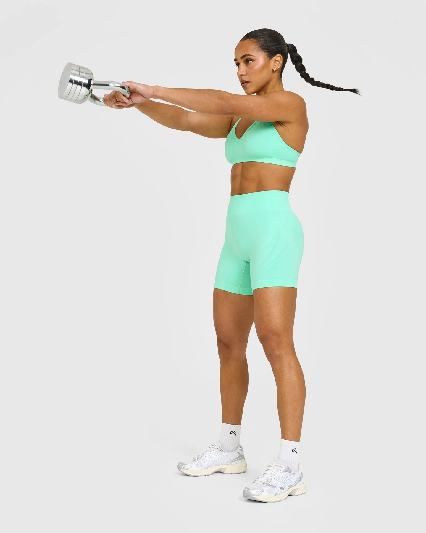 EnhanceLift™ Seamless Shorts with White Logo | Peppermint Green - Image 6