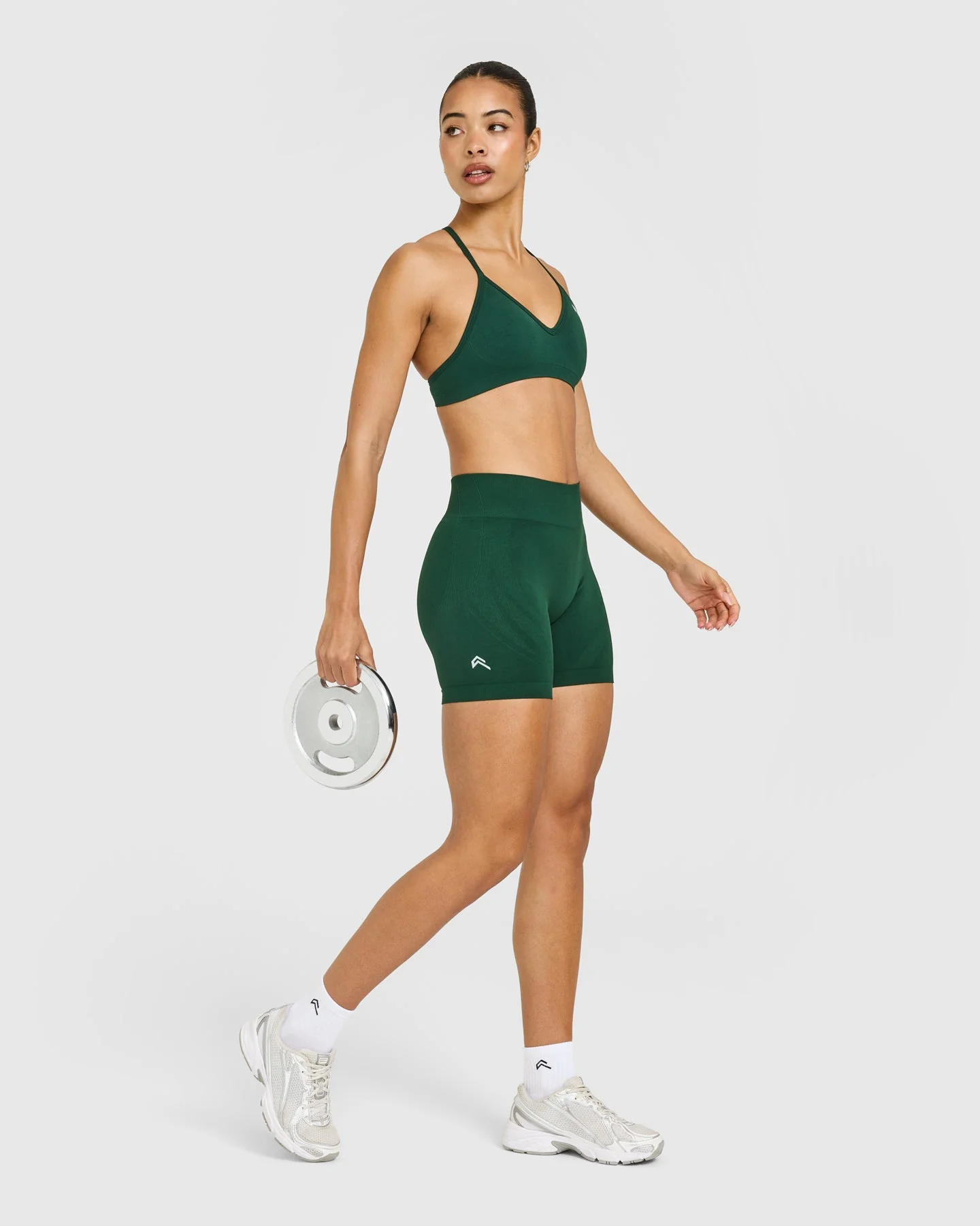 EnhanceLift™ Seamless Shorts with White Logo | Racing Green - Image 3