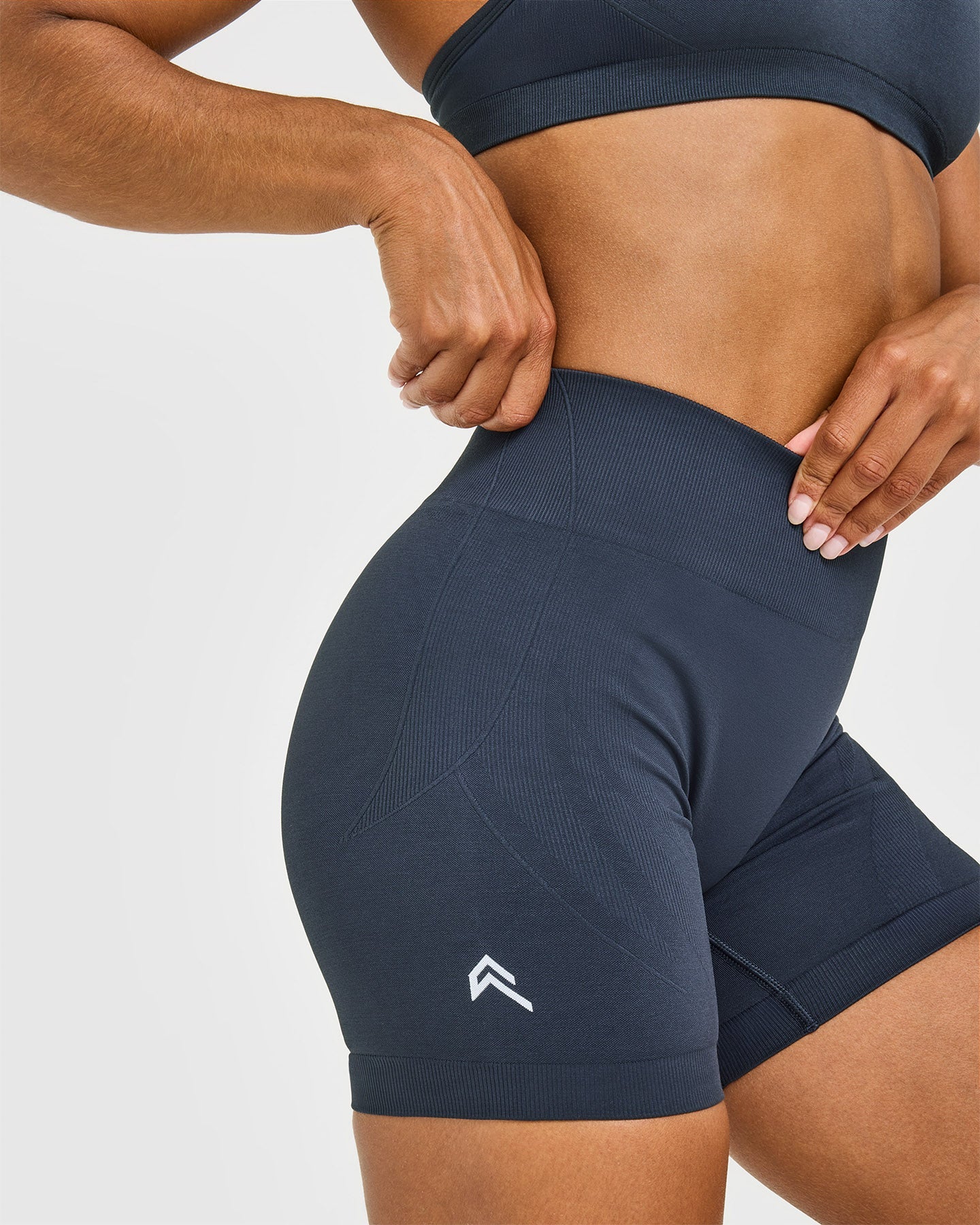 EnhanceLift™ Seamless Shorts with White Logo | True Blue - Image 6