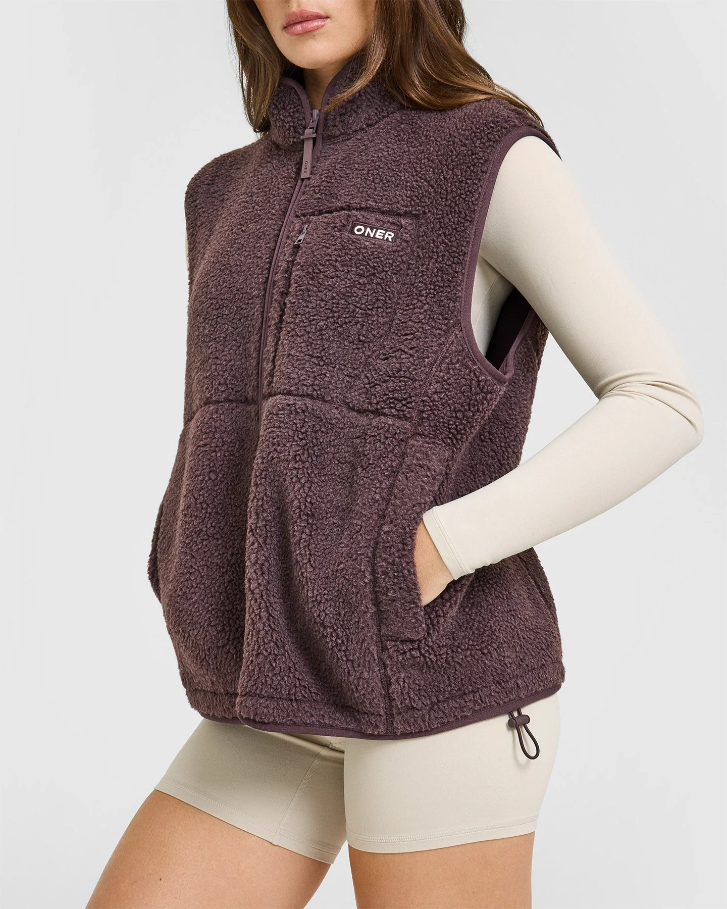 Fleece Gilet with Chest Pocket | Umber Brown - Image 6