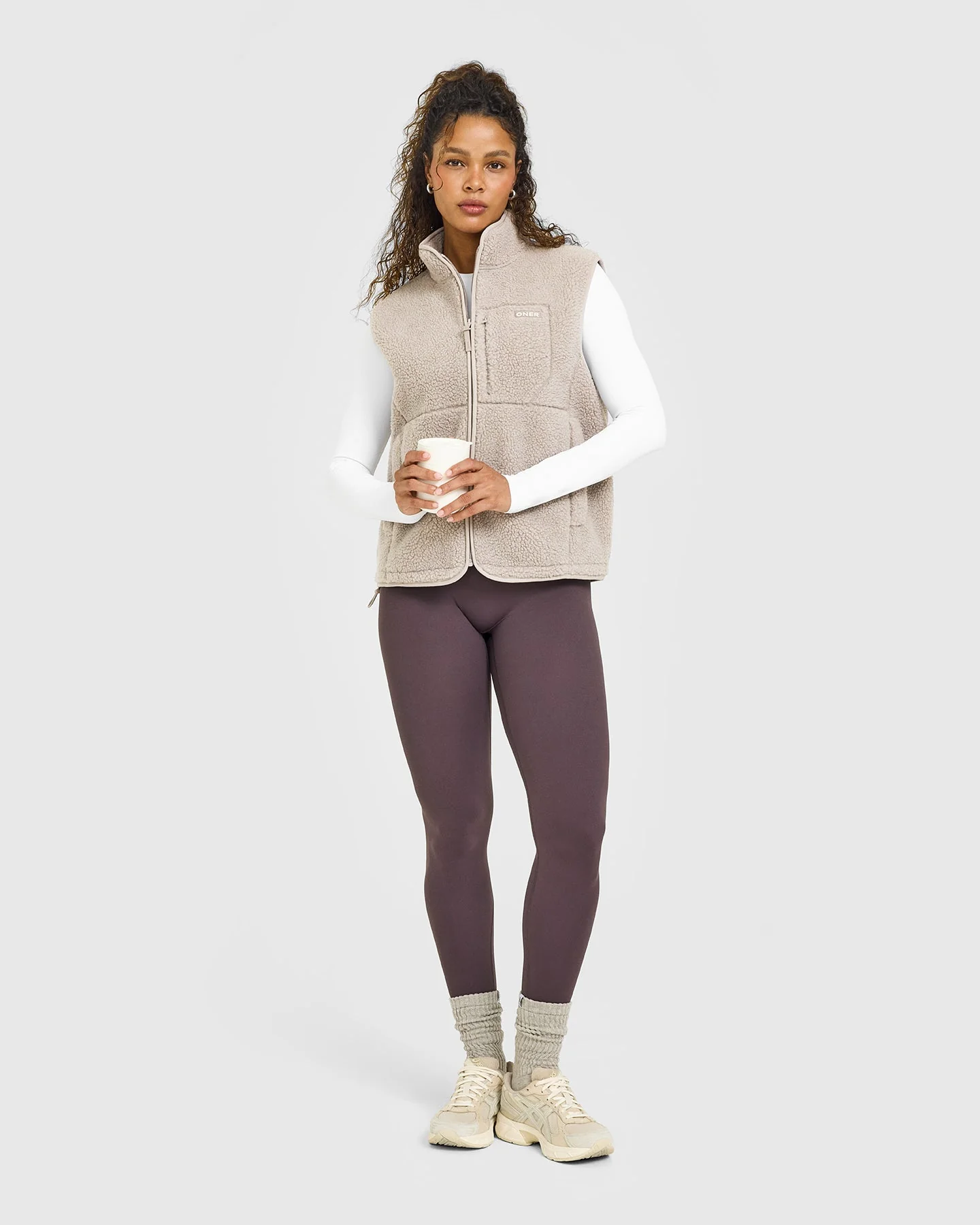 Fleece Gilet with Chest Pocket | Warm Sand - Image 3