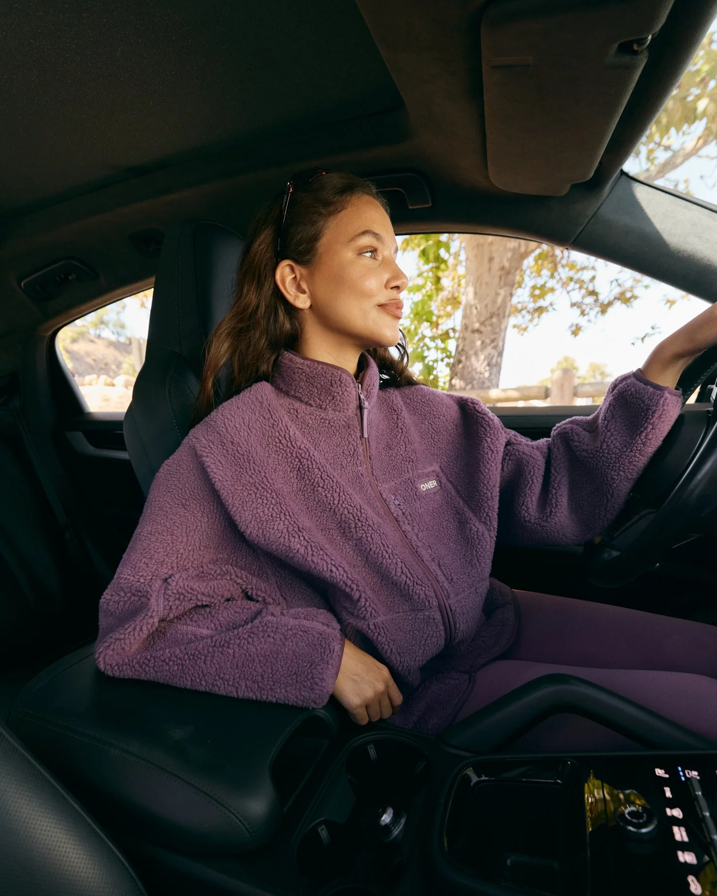 Fleece Jacket with Chest Pocket | Vintage Purple - Image 2