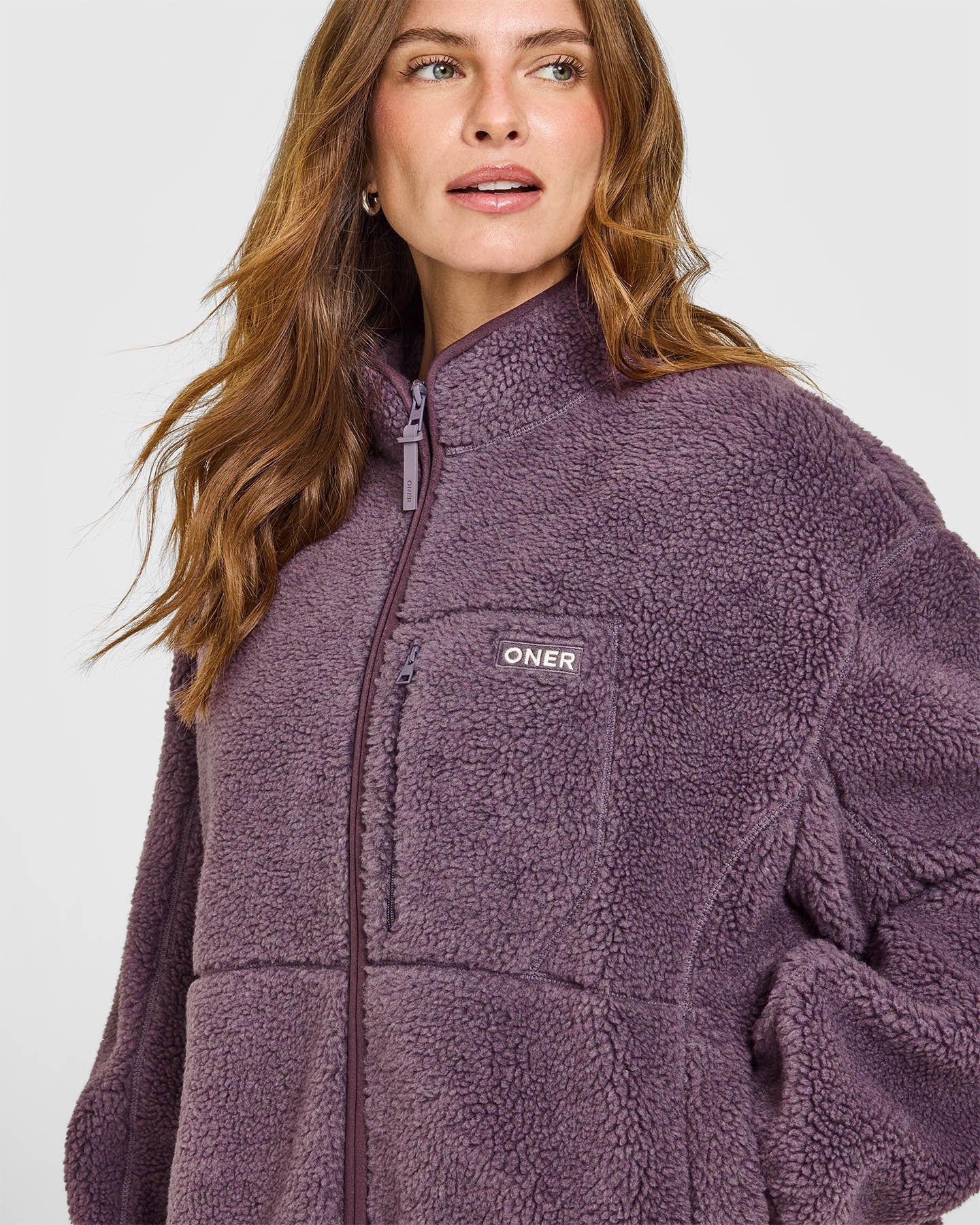Fleece Jacket with Chest Pocket | Vintage Purple - Image 5