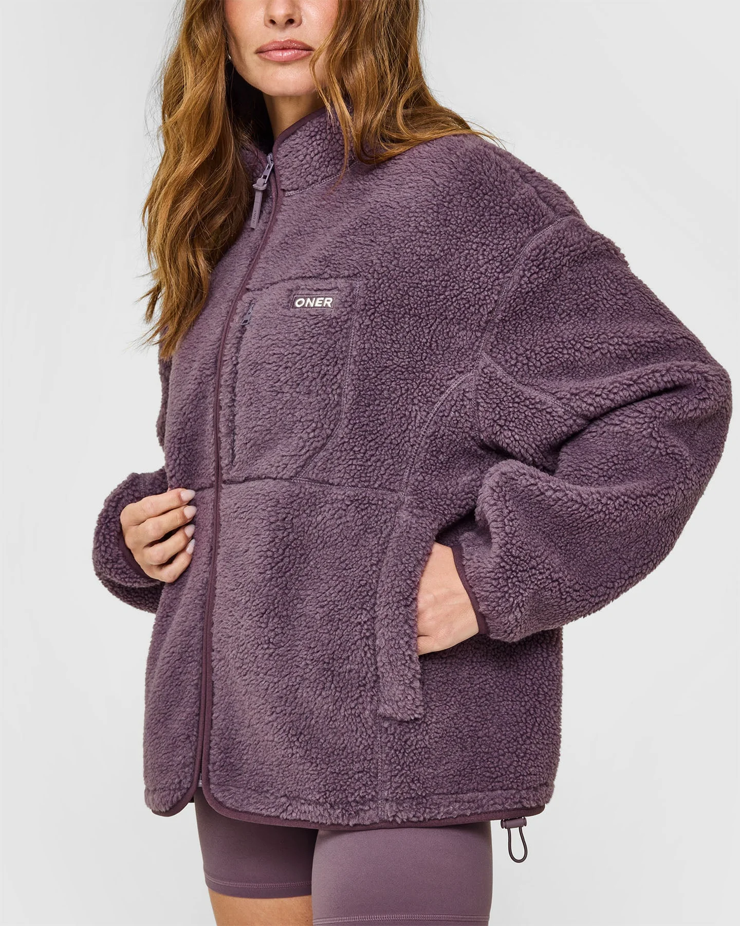 Fleece Jacket with Chest Pocket | Vintage Purple - Image 6