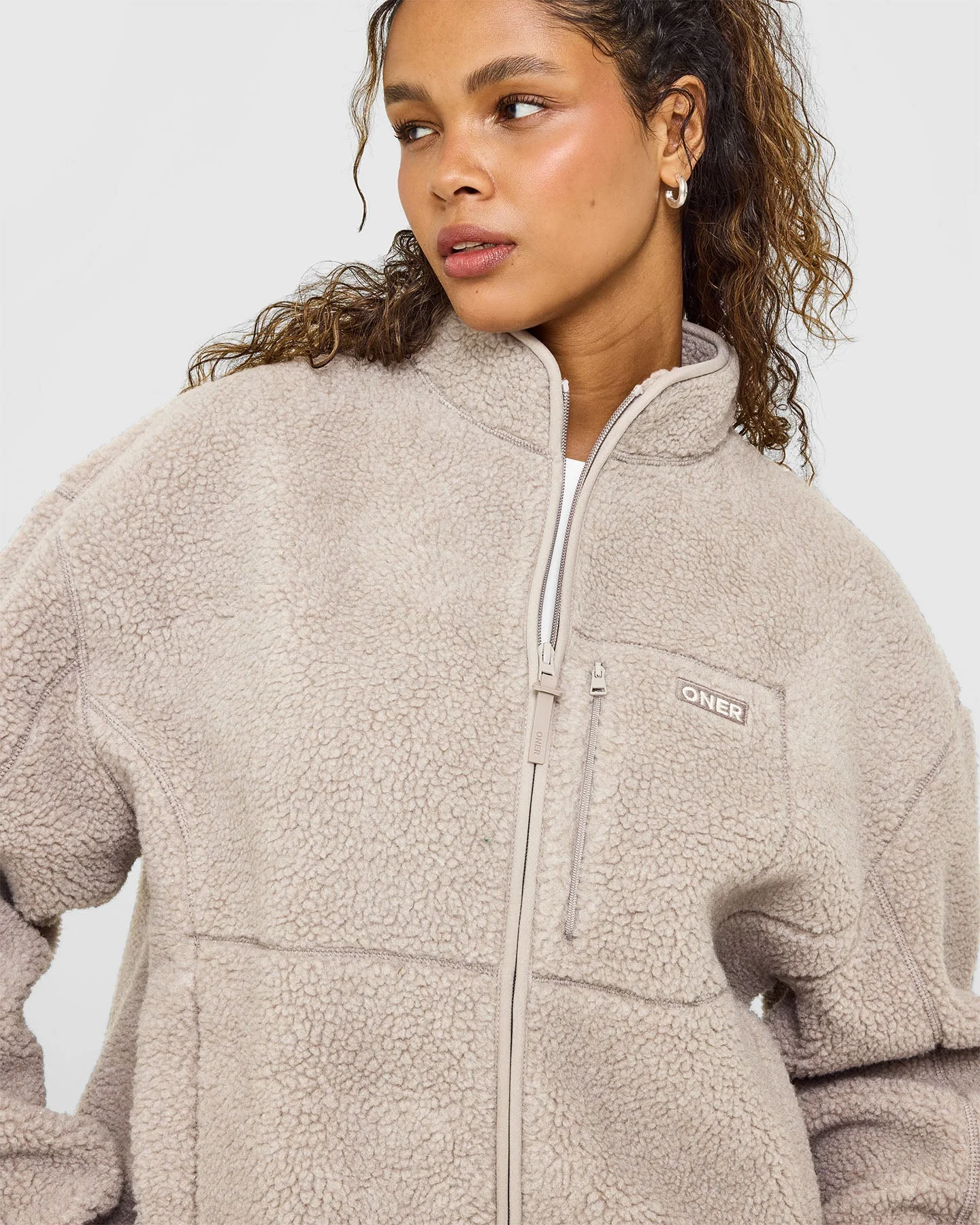 Fleece Jacket with Chest Pocket | Warm Sand - Image 5
