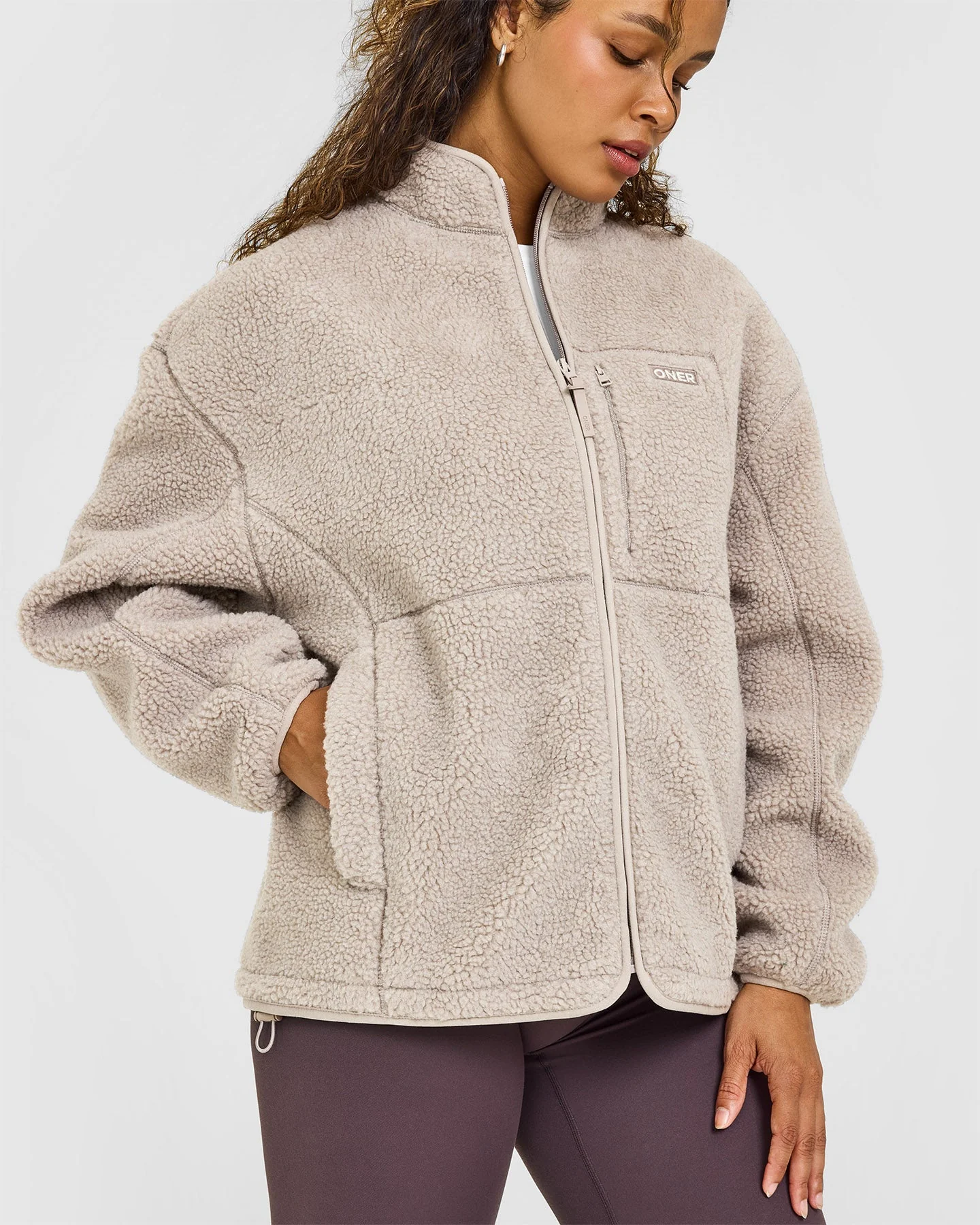 Fleece Jacket with Chest Pocket | Warm Sand - Image 6