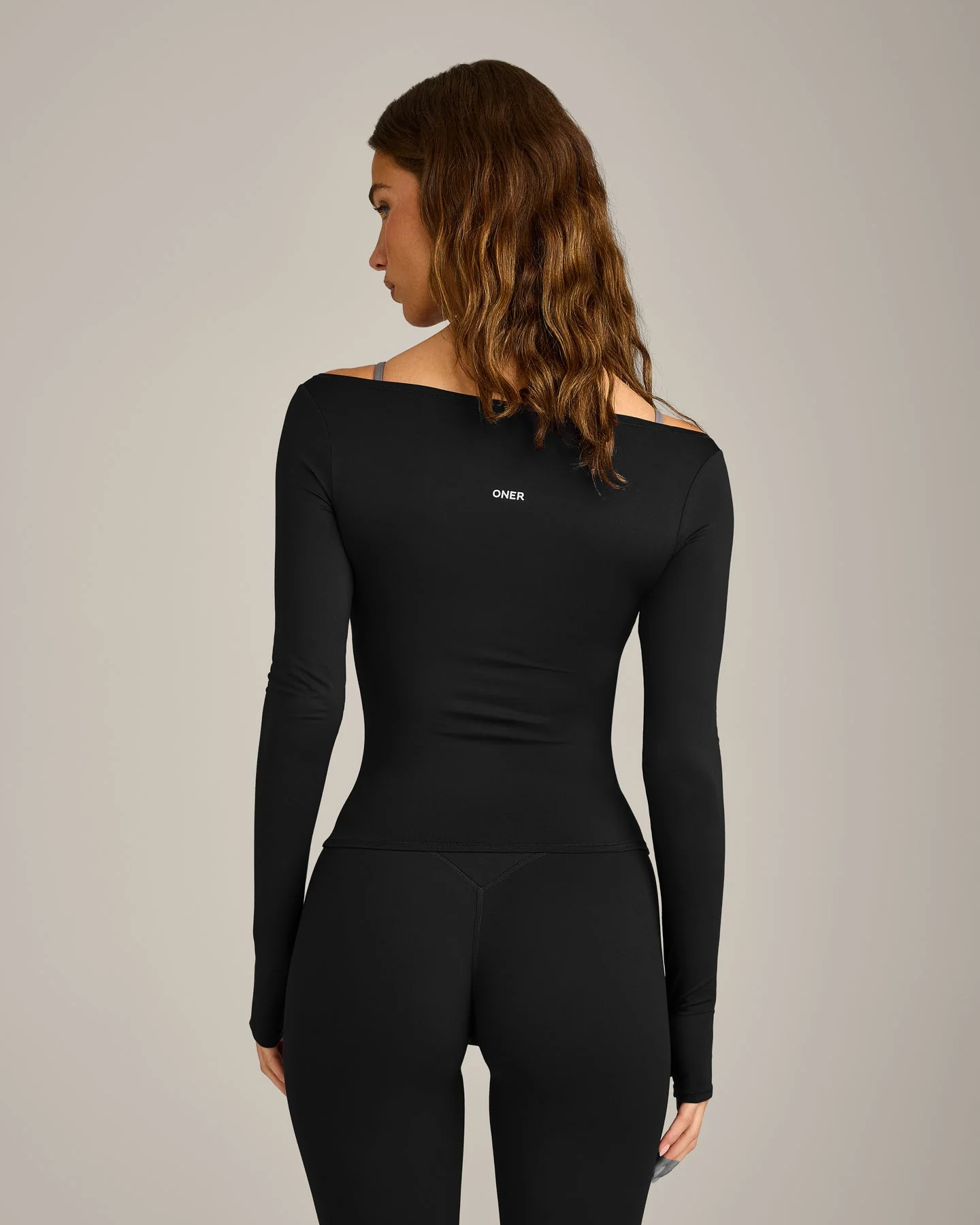 FormeSoft™ Fitted Off-The-Shoulder Long Sleeve Top | Black - Image 6