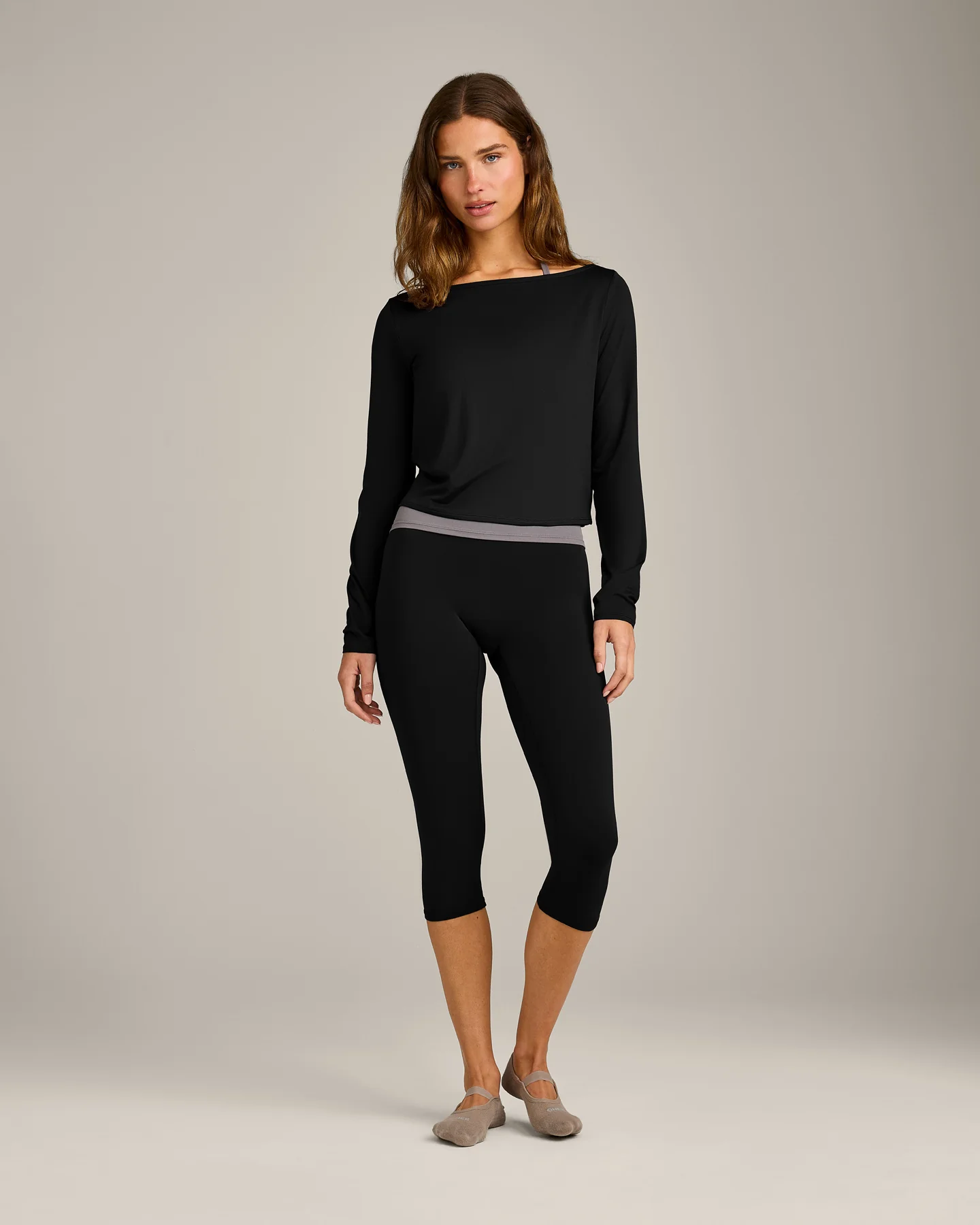 FormeSoft™ Relaxed Slash Neck Long Sleeve Top | Black - Image 3