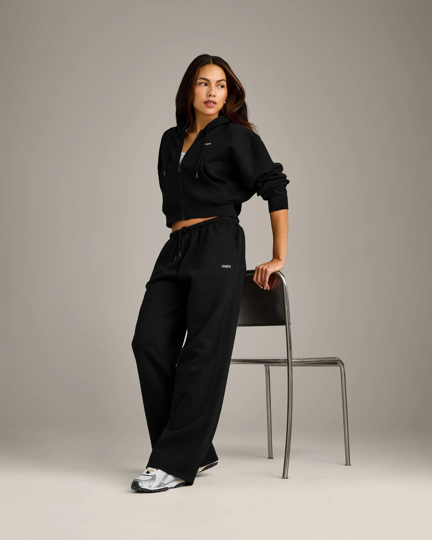 Foundations All Season Cropped Zip Through Hoodie | Black - Image 3