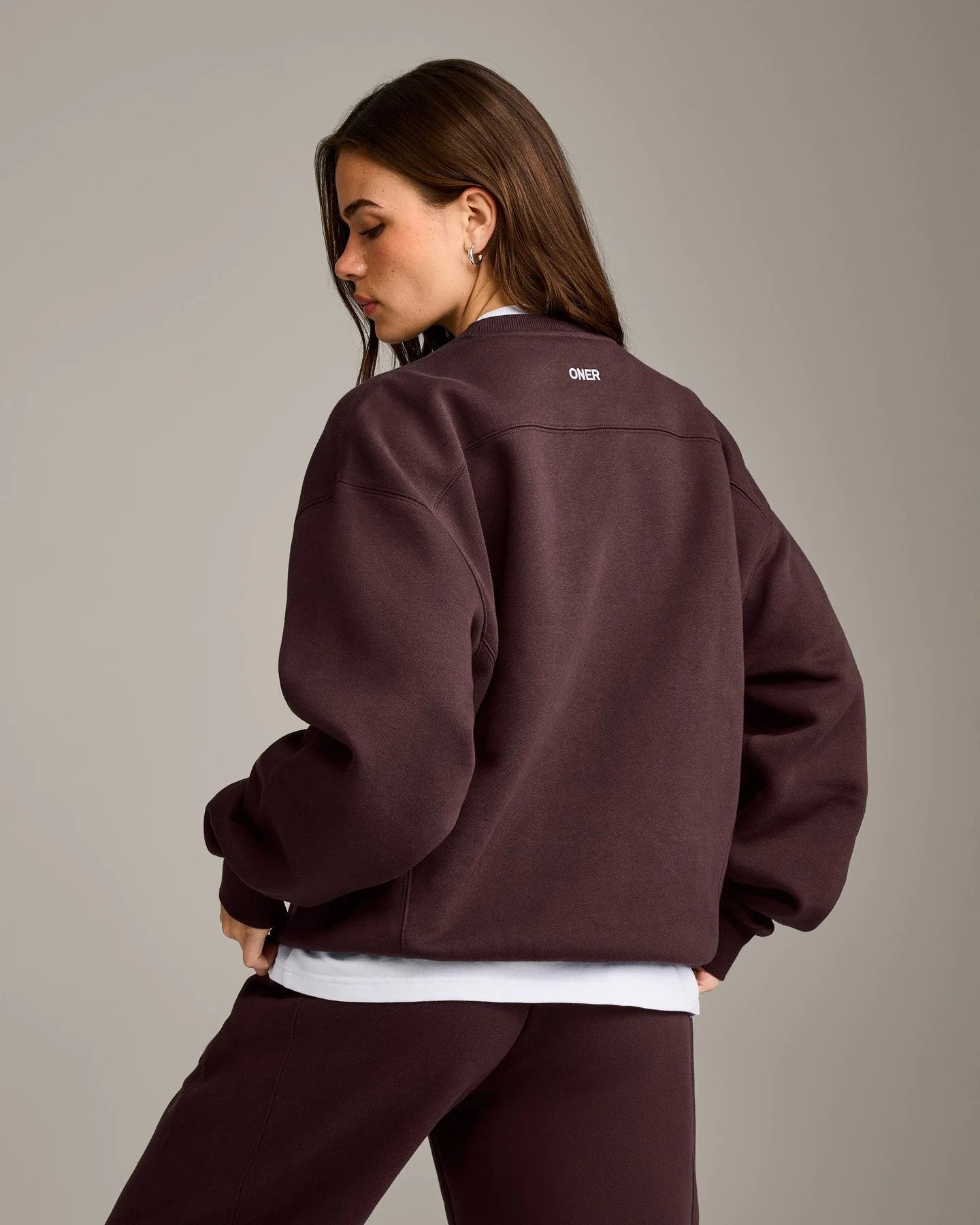 Foundations Cosy Crew Neck Sweatshirt | Plum Brown - Image 2