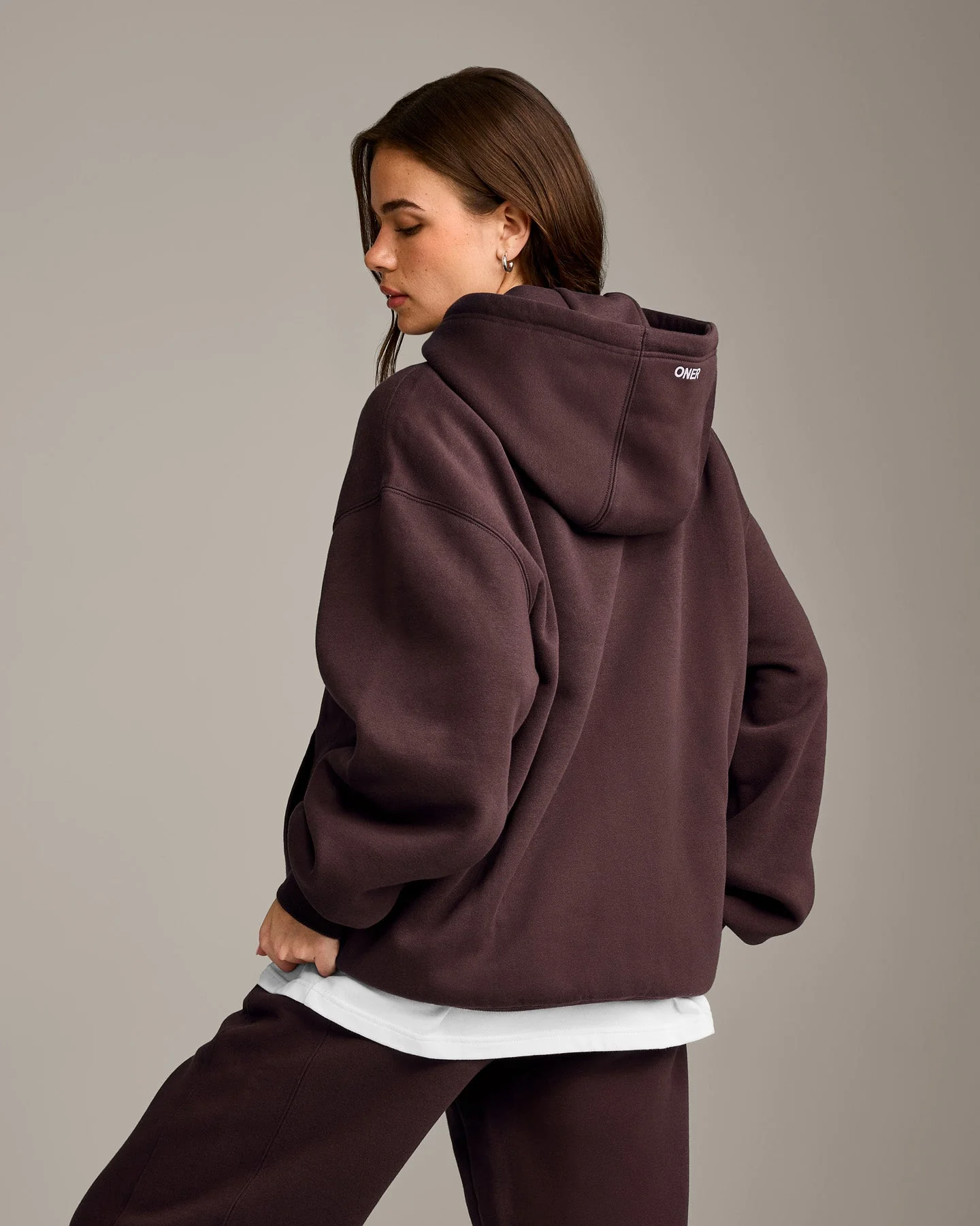 Foundations Cosy Oversized Hoodie | Plum Brown - Image 2