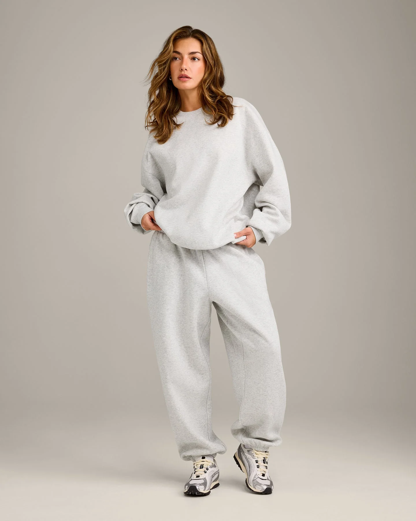 Foundations Cosy Oversized Joggers | Light Grey Marl - Image 3