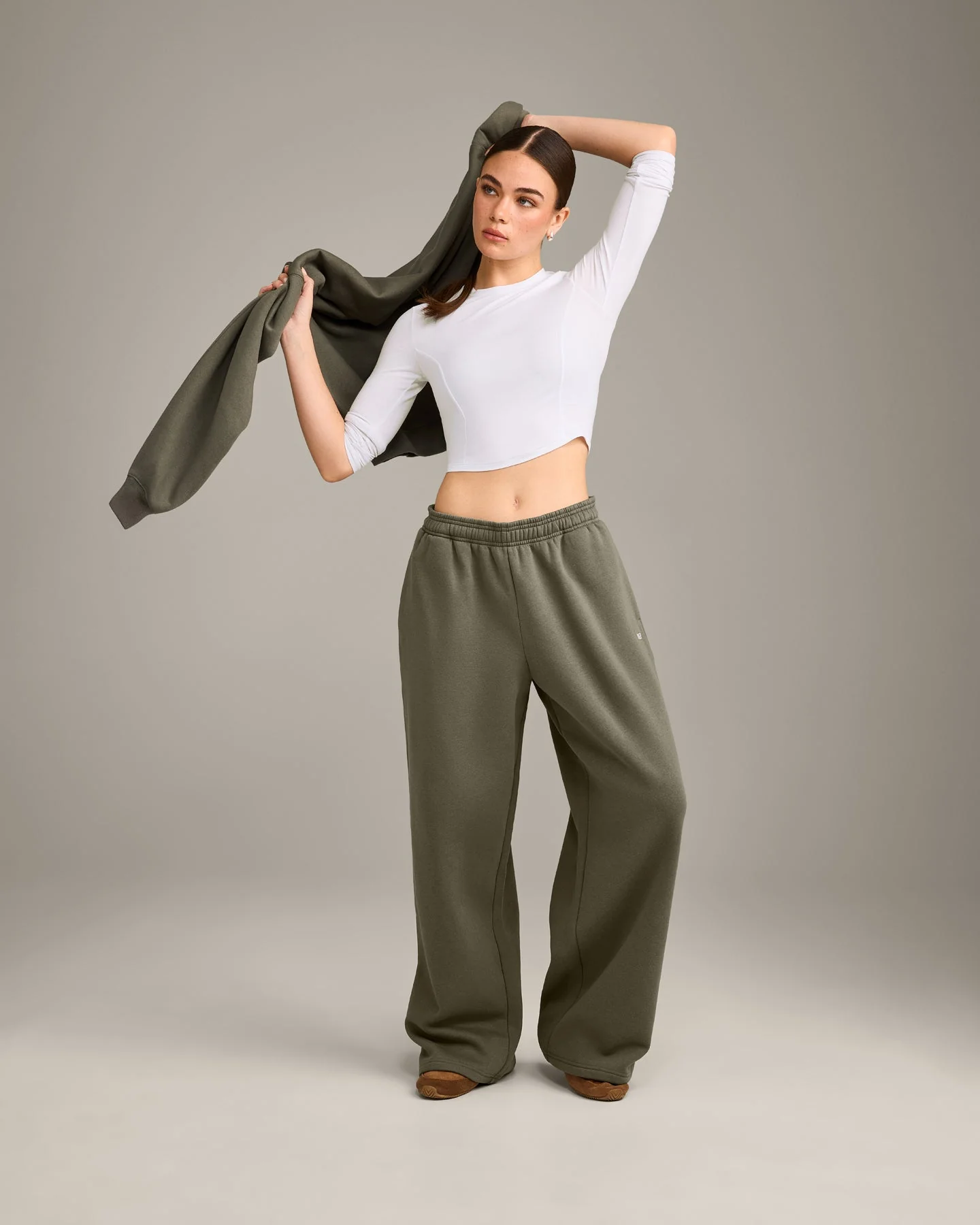Foundations Cosy Oversized Straight Leg Joggers | Alpine Green - Image 3