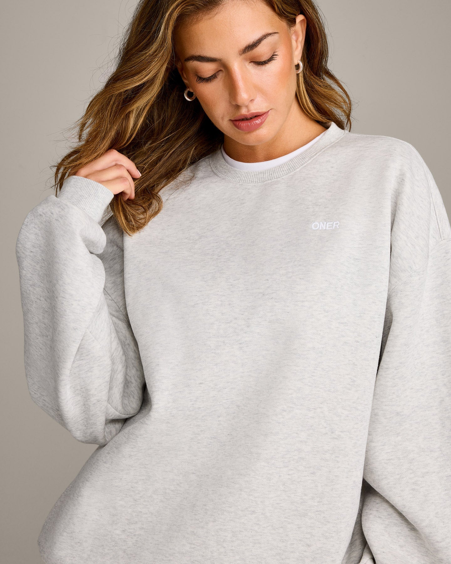 Foundations Cosy Oversized Sweatshirt | Light Grey Marl - Image 2
