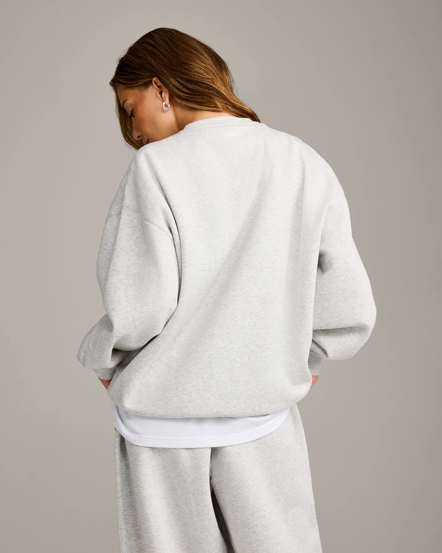 Foundations Cosy Oversized Sweatshirt | Light Grey Marl - Image 6
