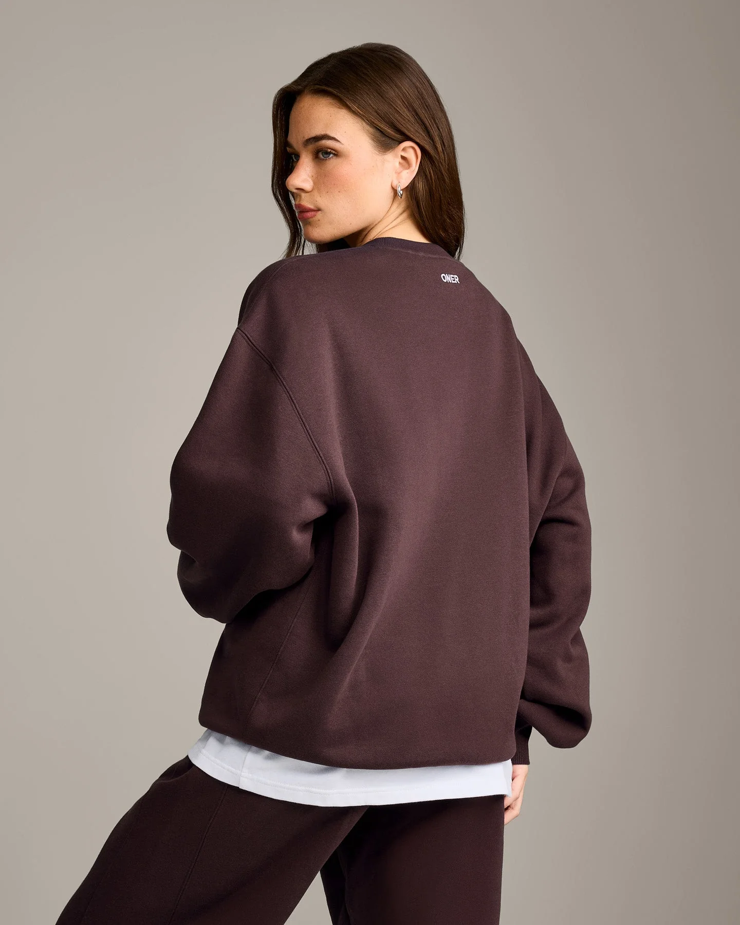 Foundations Cosy Oversized Sweatshirt | Plum Brown - Image 5