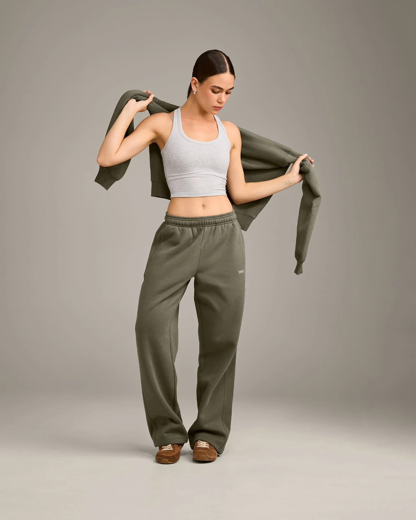 Foundations Cosy Straight Leg Joggers | Alpine Green - Image 3