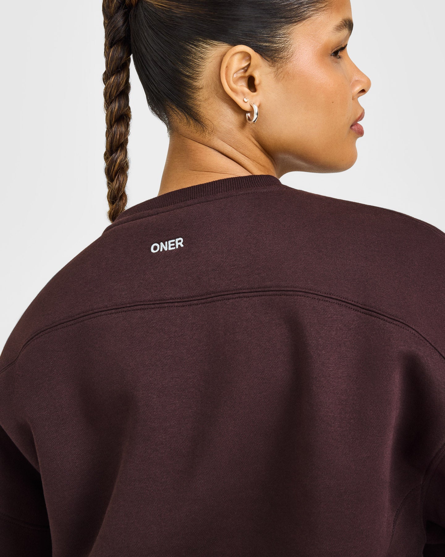 Foundations Crew Neck Sweatshirt with Grey Logo | Plum Brown - Image 2