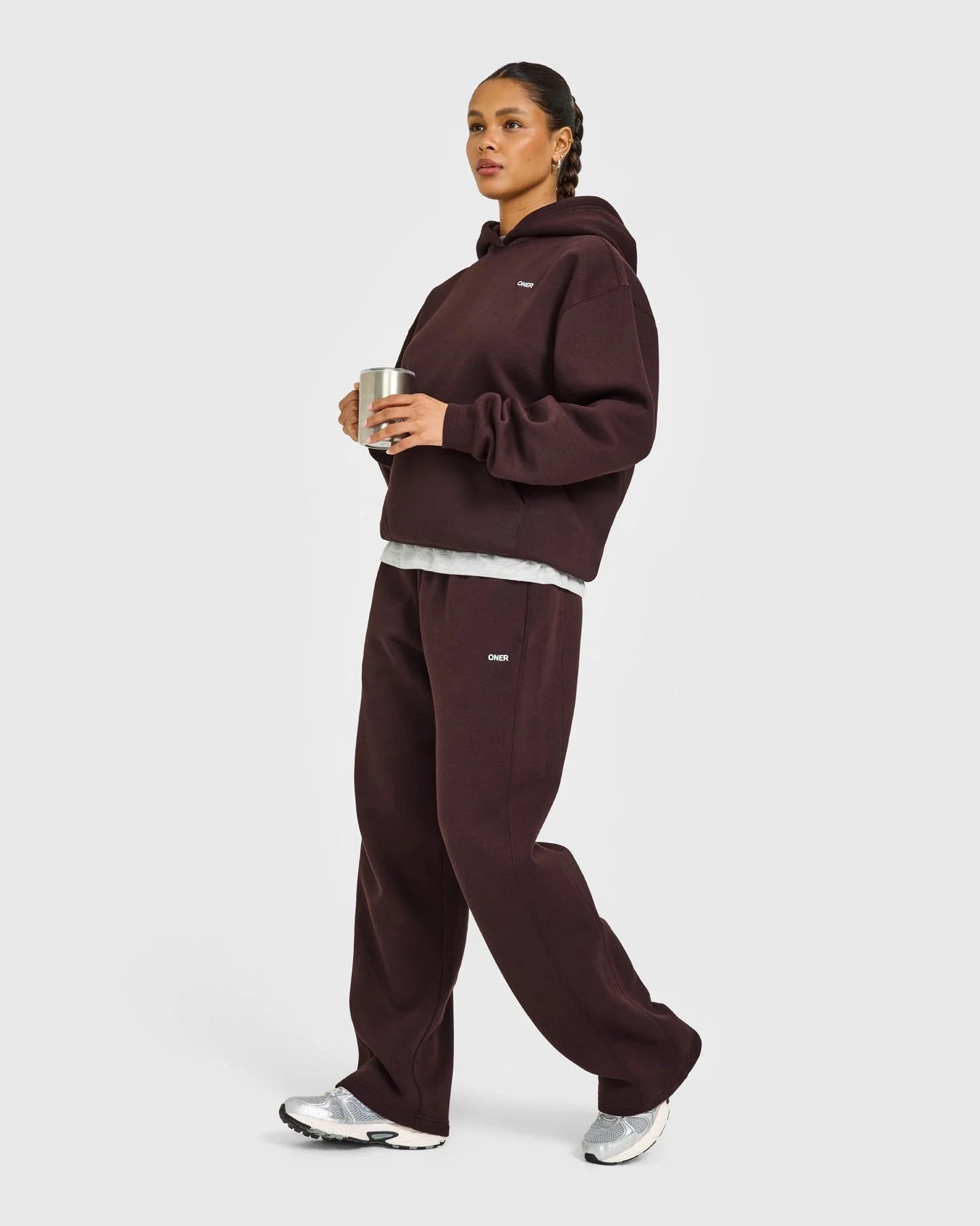 Foundations Hoodie with Grey Logo | Plum Brown - Image 2