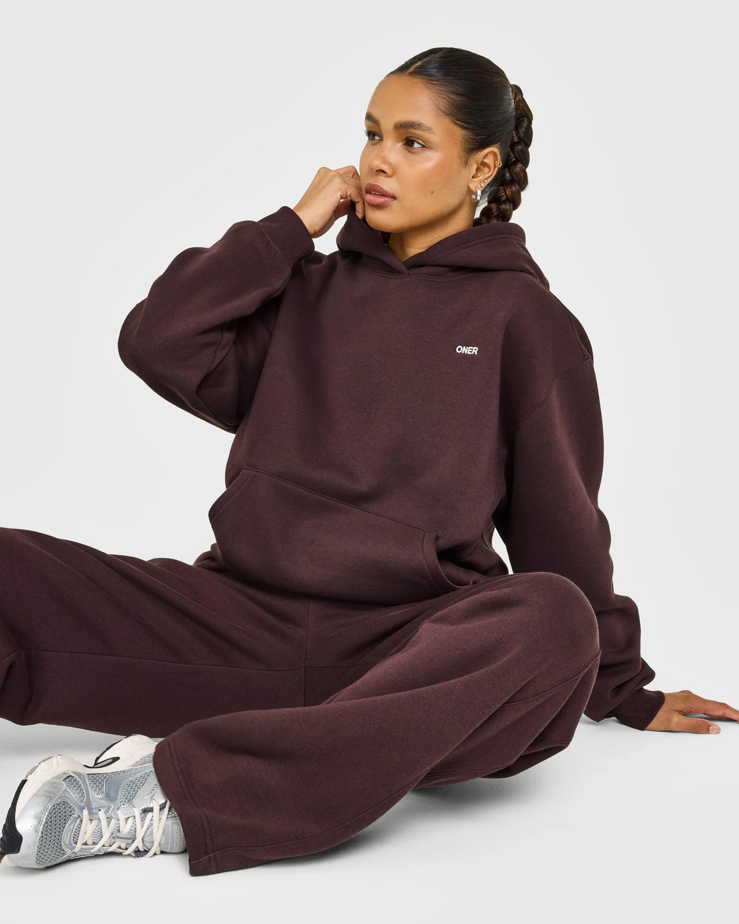 Foundations Hoodie with Grey Logo | Plum Brown - Image 4