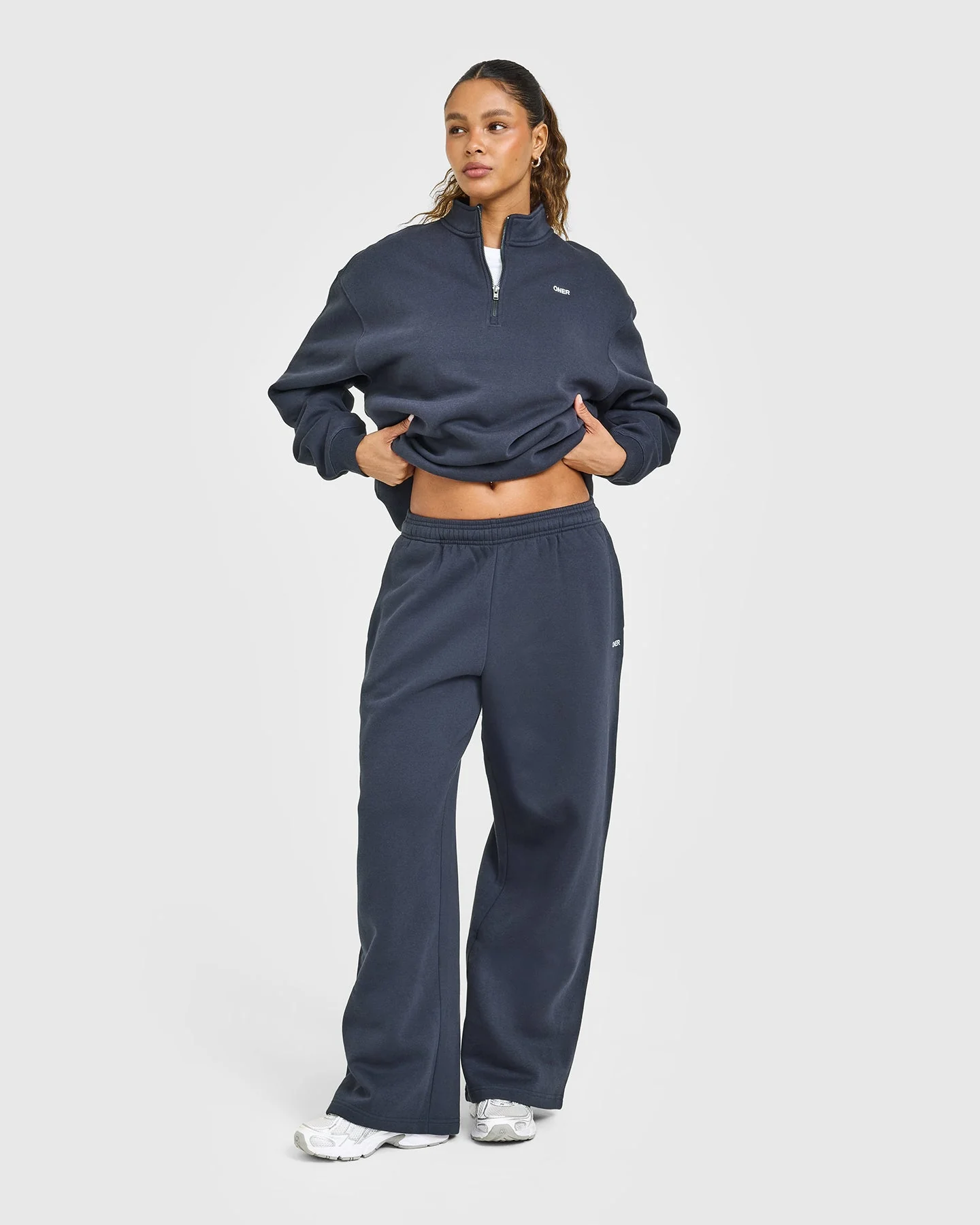 Foundations Oversized 1/4 Zip Sweatshirt | True Blue - Image 2