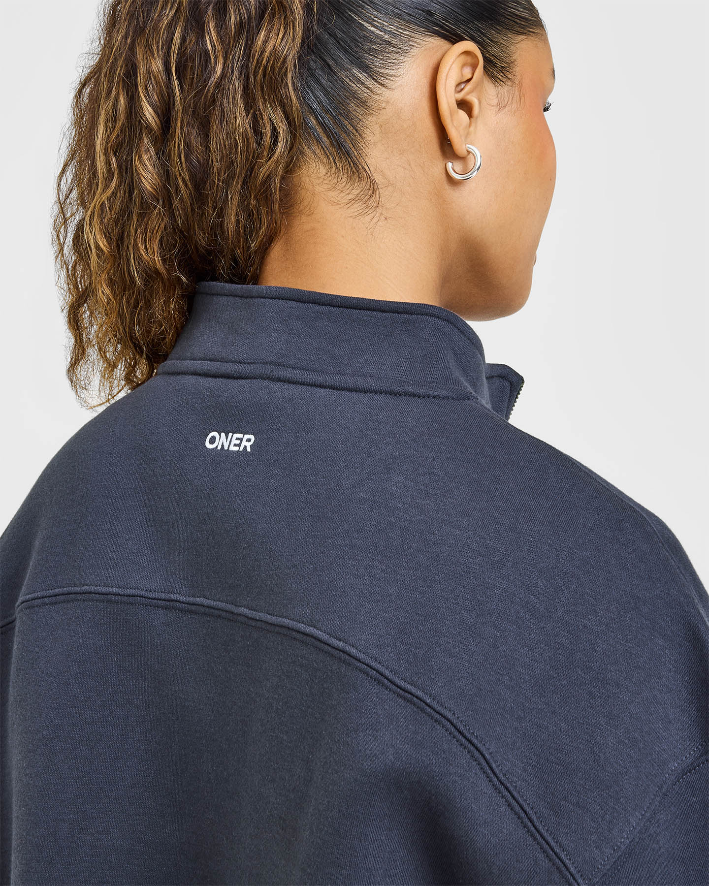 Foundations Oversized 1/4 Zip Sweatshirt | True Blue - Image 5