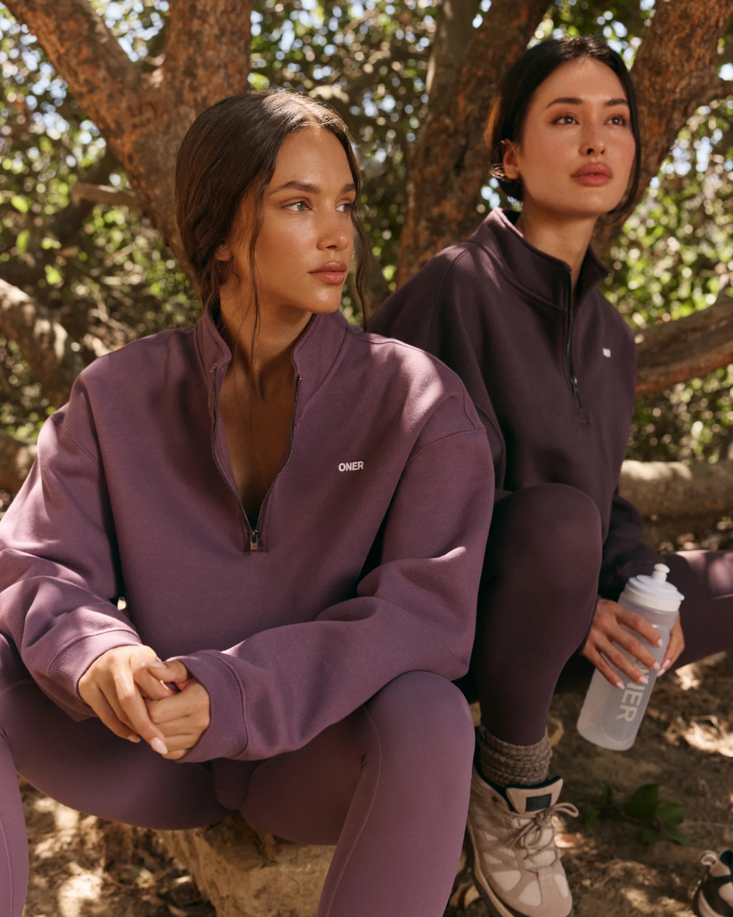 Foundations Oversized 1/4 Zip Sweatshirt | Vintage Purple - Image 2
