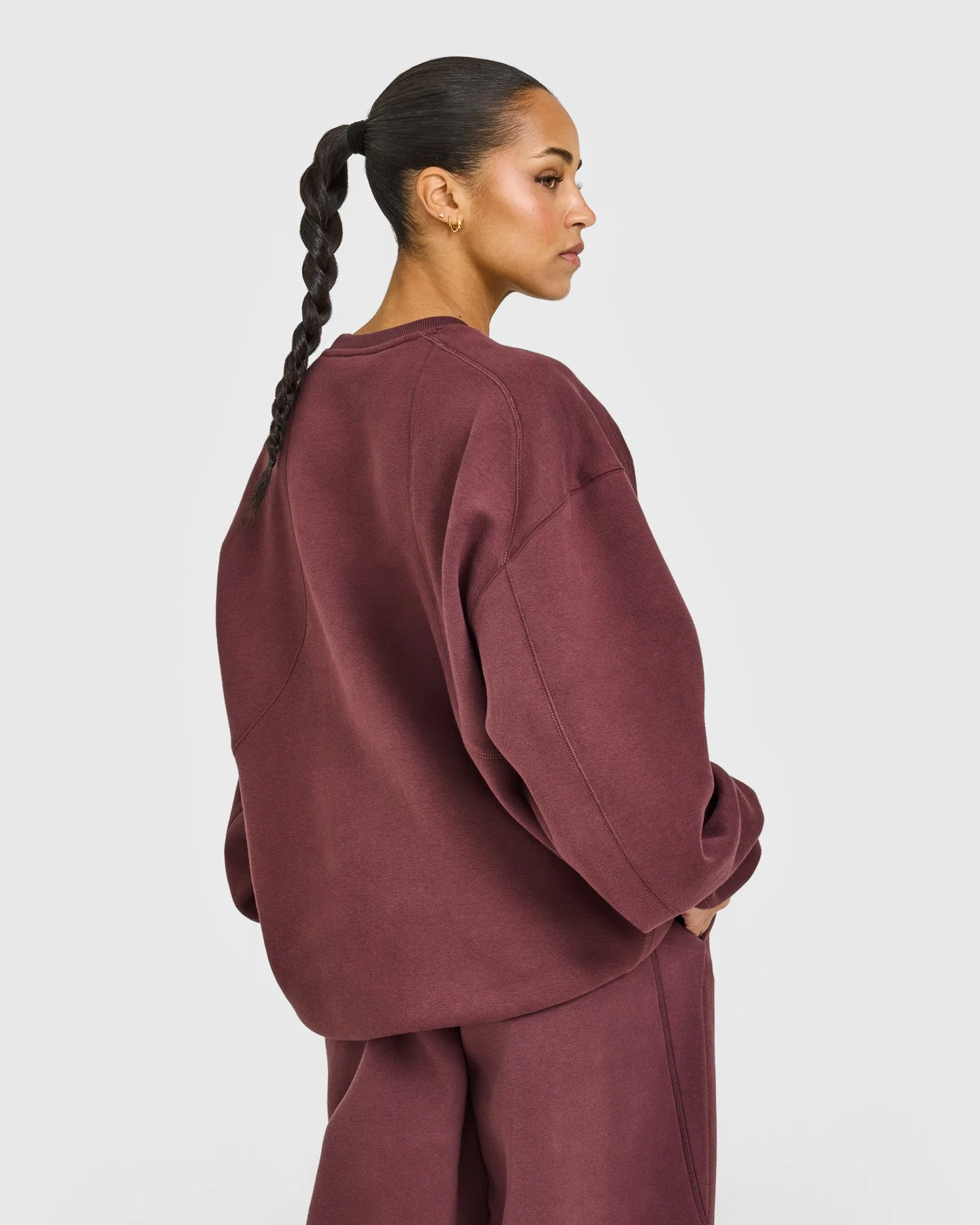 Foundations Oversized Crew Neck Sweatshirt with Oner Embroidery | Washed Velvet Mocha - Image 2