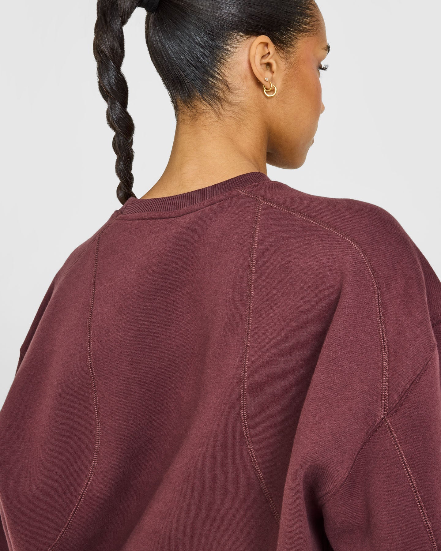 Foundations Oversized Crew Neck Sweatshirt with Oner Embroidery | Washed Velvet Mocha - Image 5