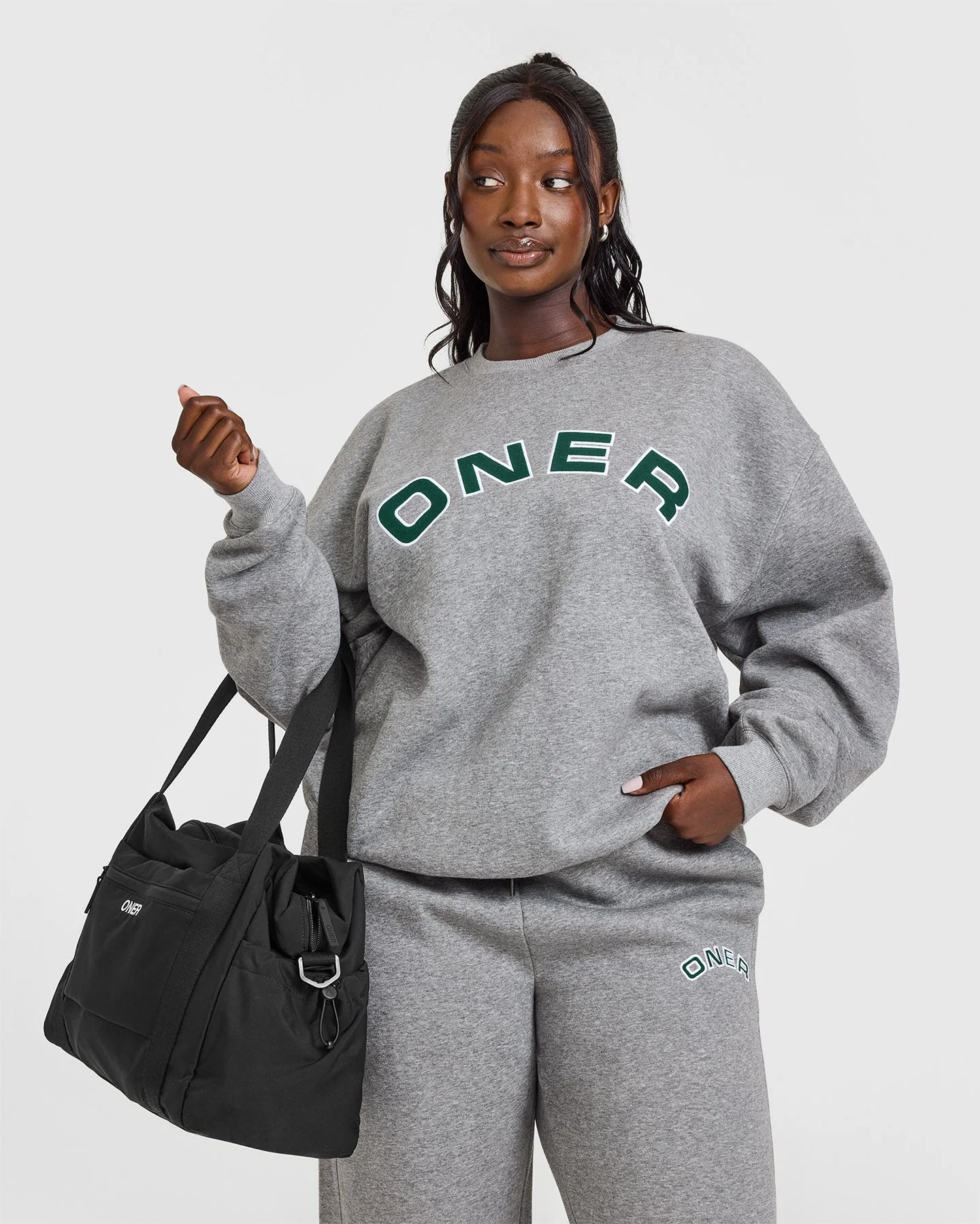Foundations Oversized Graphic Sweatshirt | Charcoal Marl - Image 3