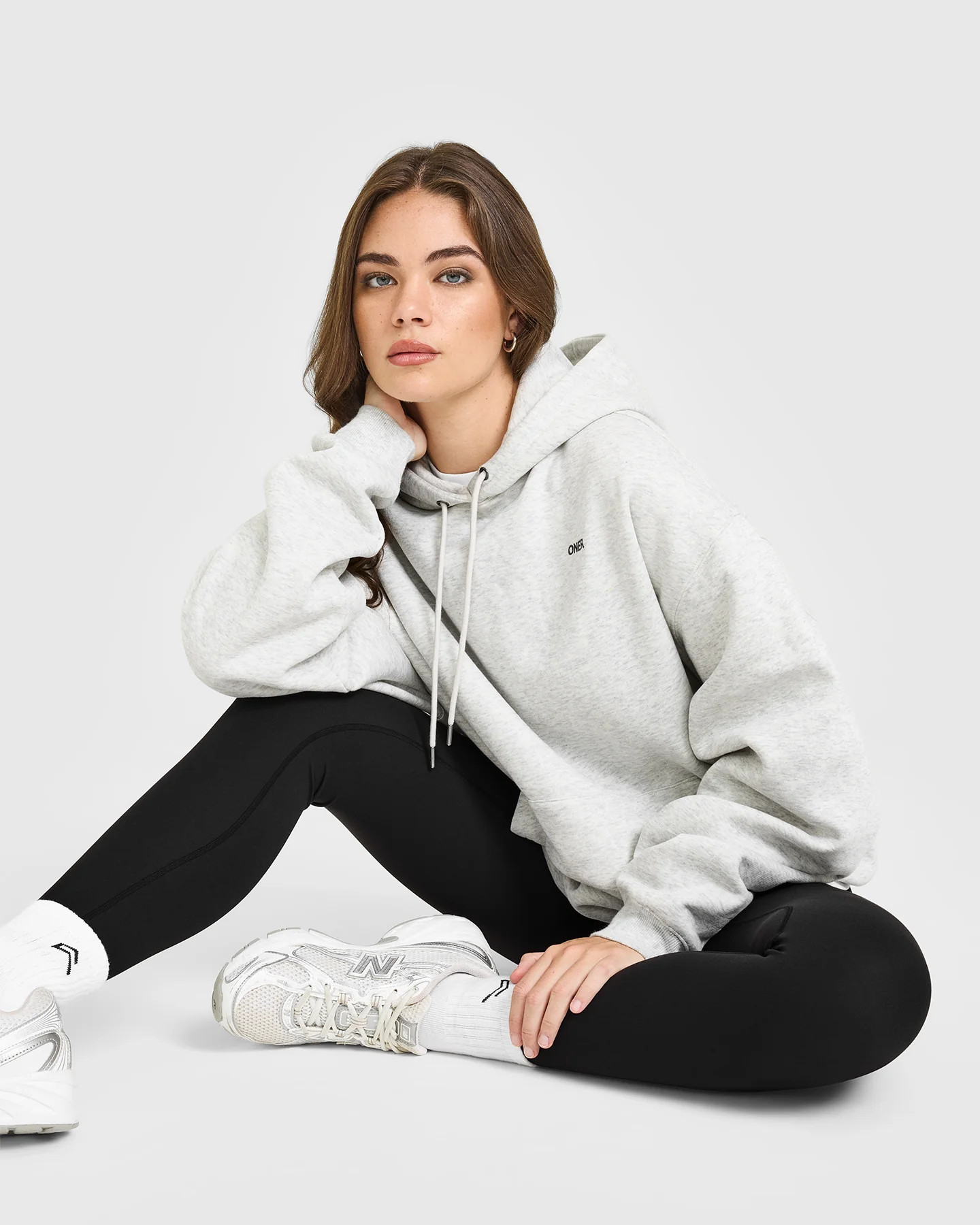 Foundations Oversized Hoodie | Light Grey Marl - Image 2