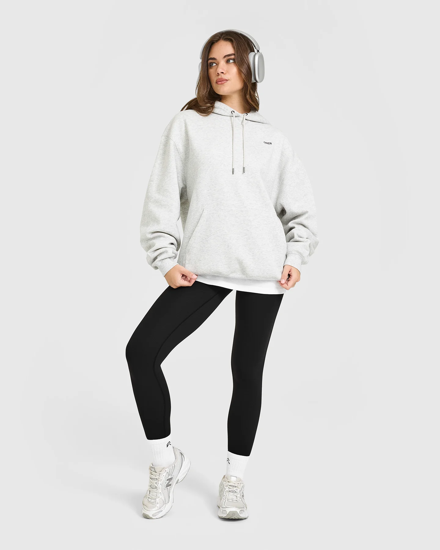 Foundations Oversized Hoodie | Light Grey Marl - Image 3