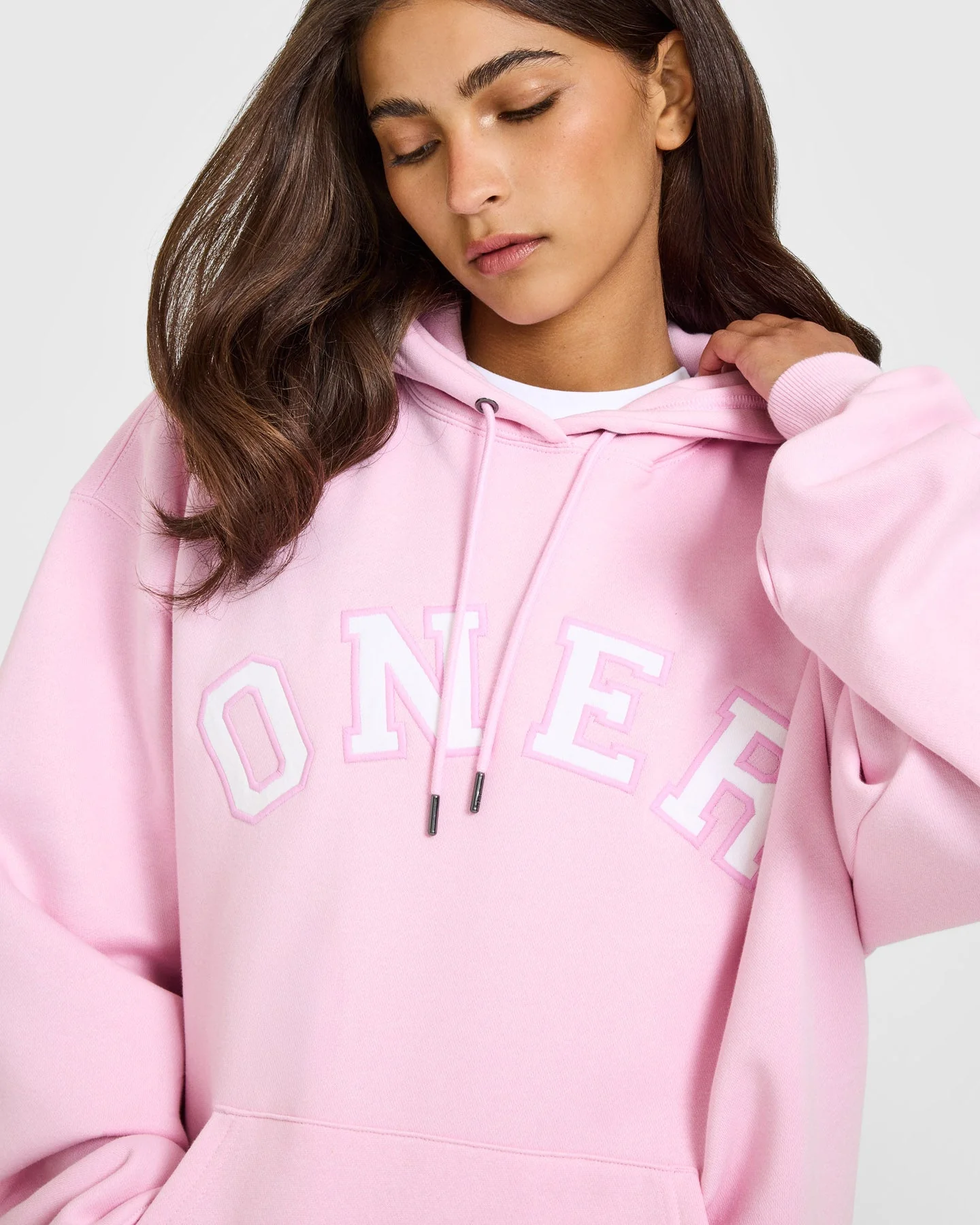 Foundations Oversized Oner Girlfriend Hoodie | Chalk Pink - Image 4