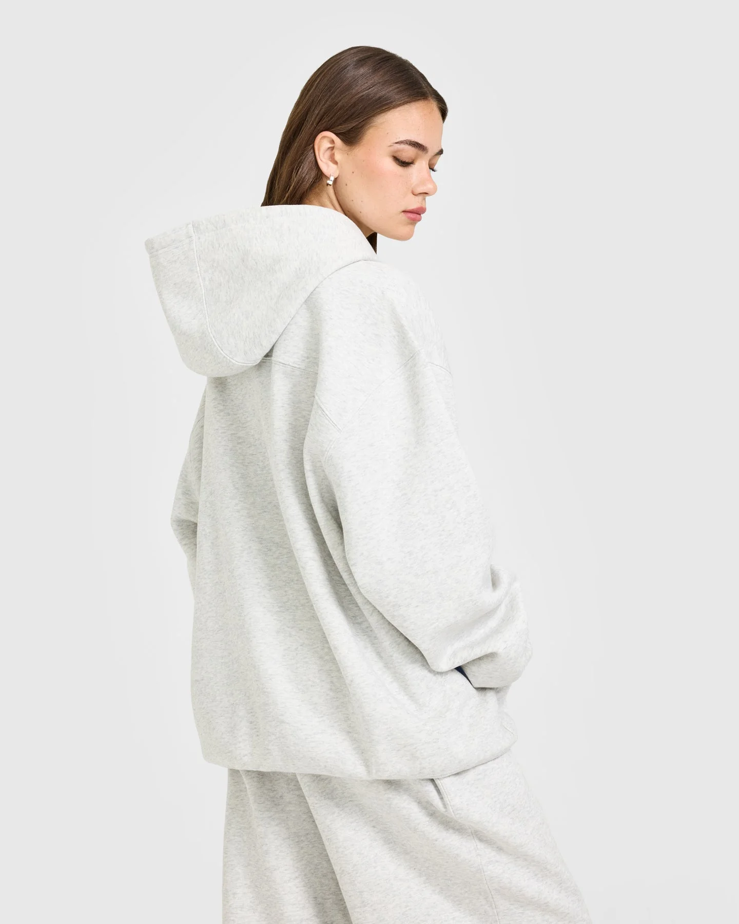 Foundations Oversized Oner Girlfriend Hoodie | Light Grey Marl - Image 6