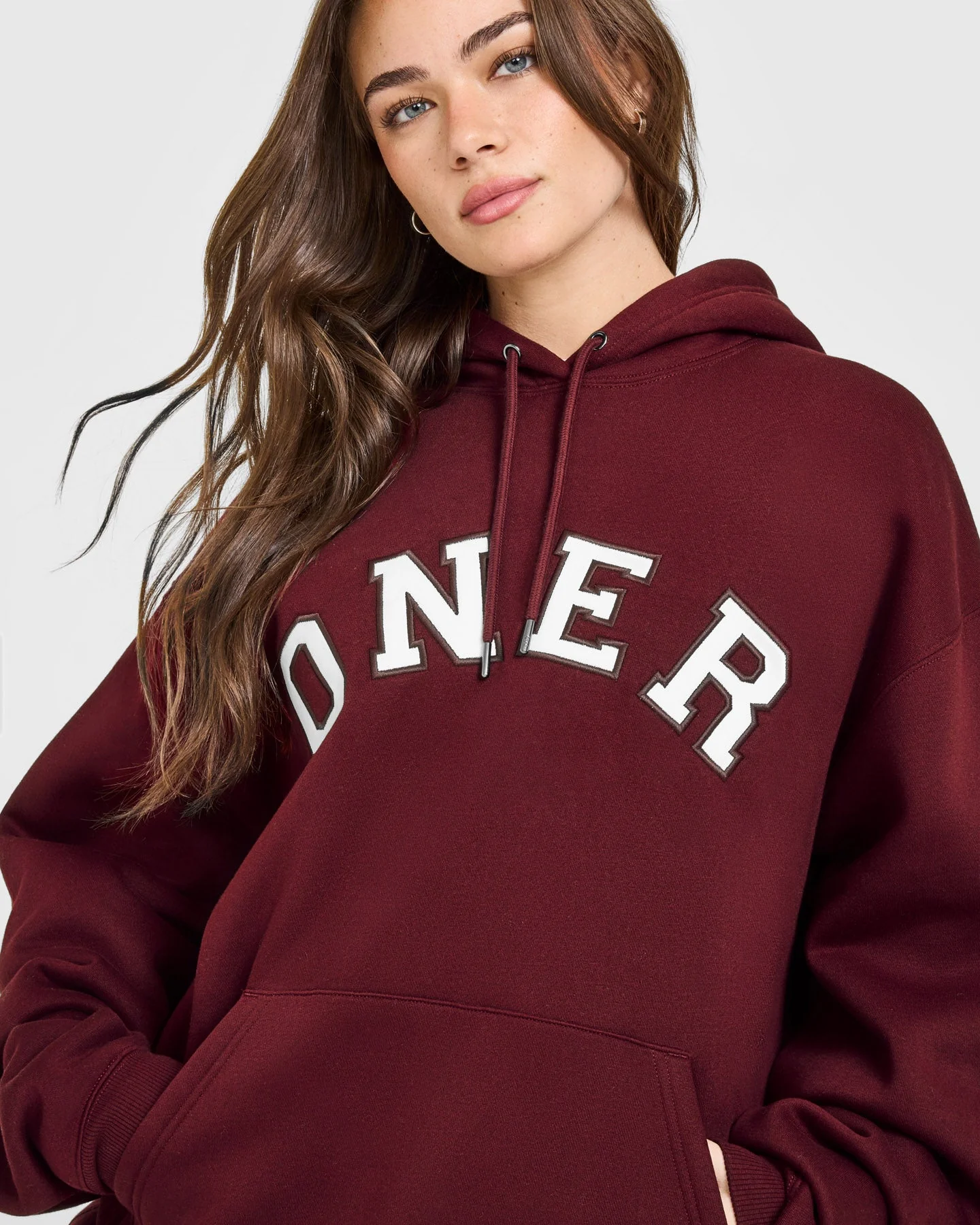 Foundations Oversized Oner Girlfriend Hoodie | Rosewood - Image 2