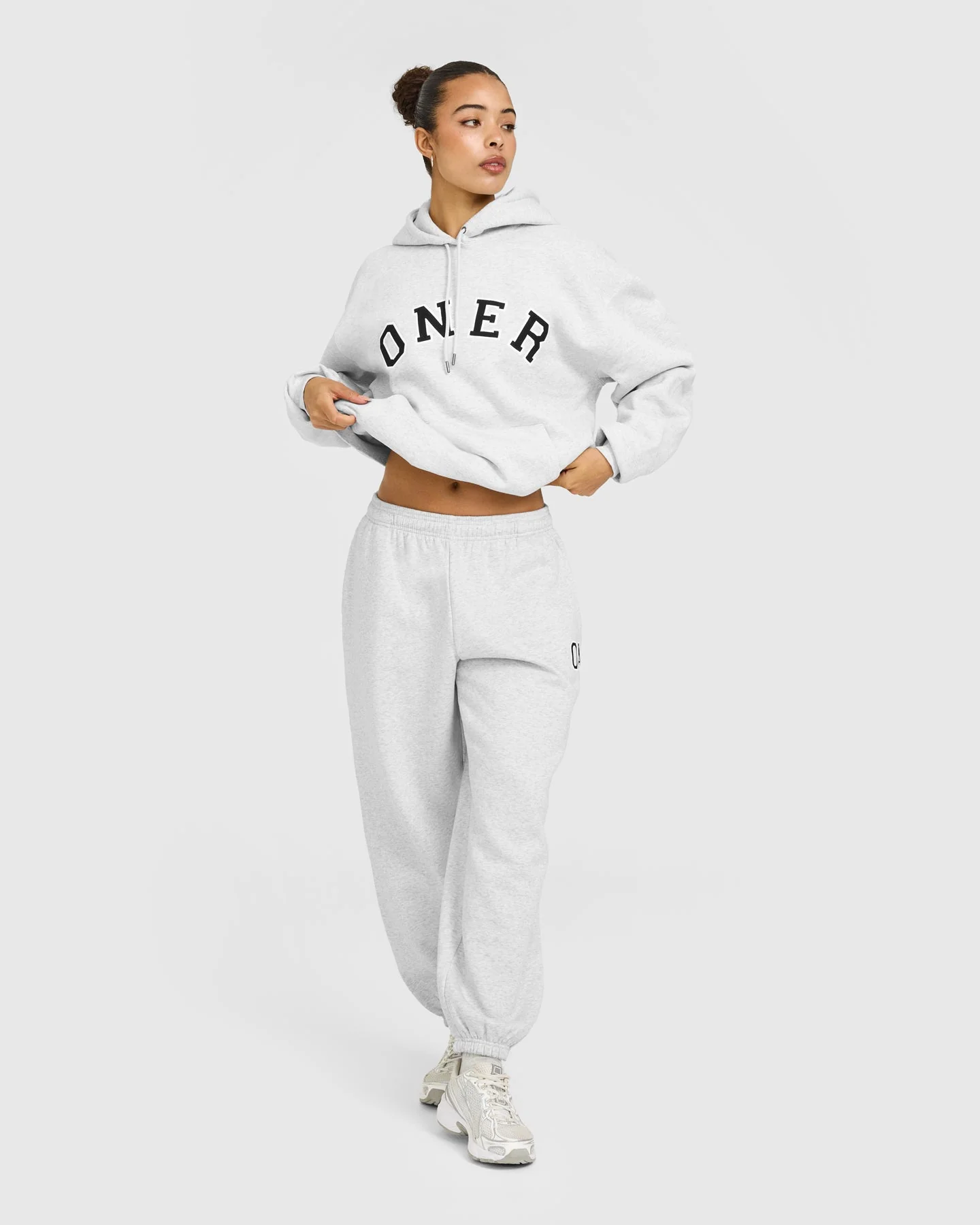 Foundations Oversized Oner Girlfriend Joggers | Light Grey Marl - Image 3
