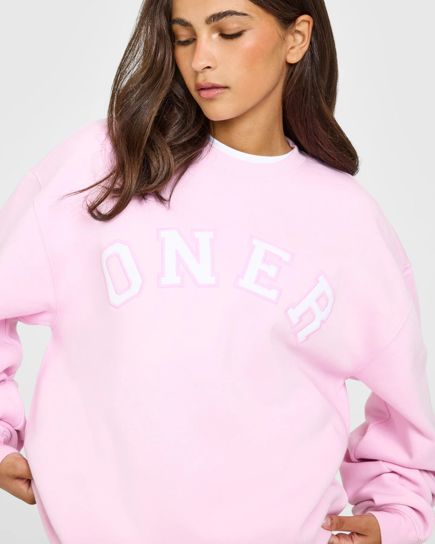 Foundations Oversized Oner Girlfriend Sweatshirt | Chalk Pink - Image 5