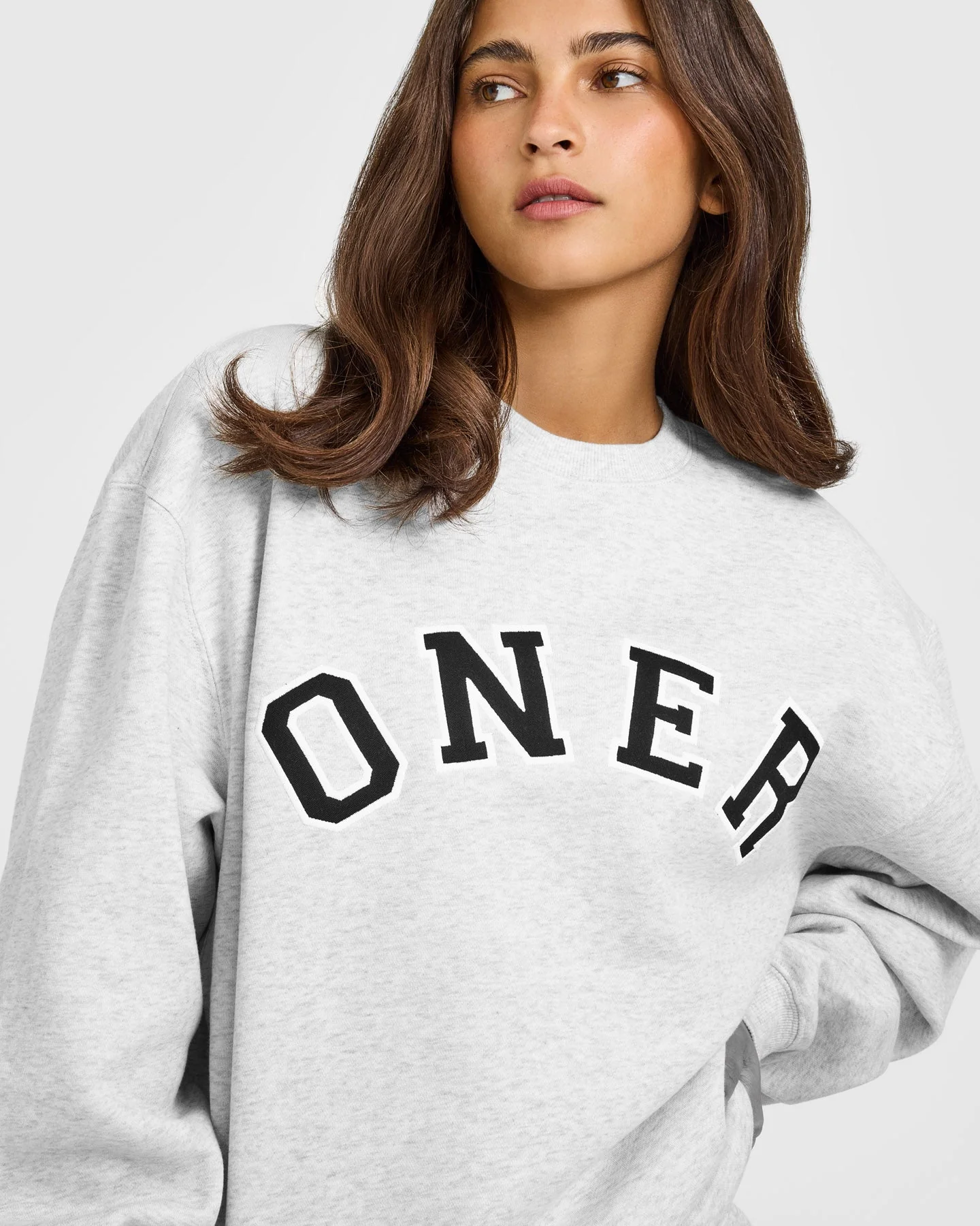 Foundations Oversized Oner Girlfriend Sweatshirt | Light Grey Marl - Image 2
