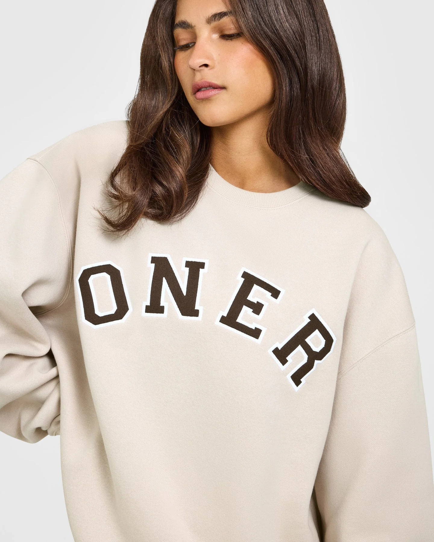Foundations Oversized Oner Girlfriend Sweatshirt | Sand - Image 2