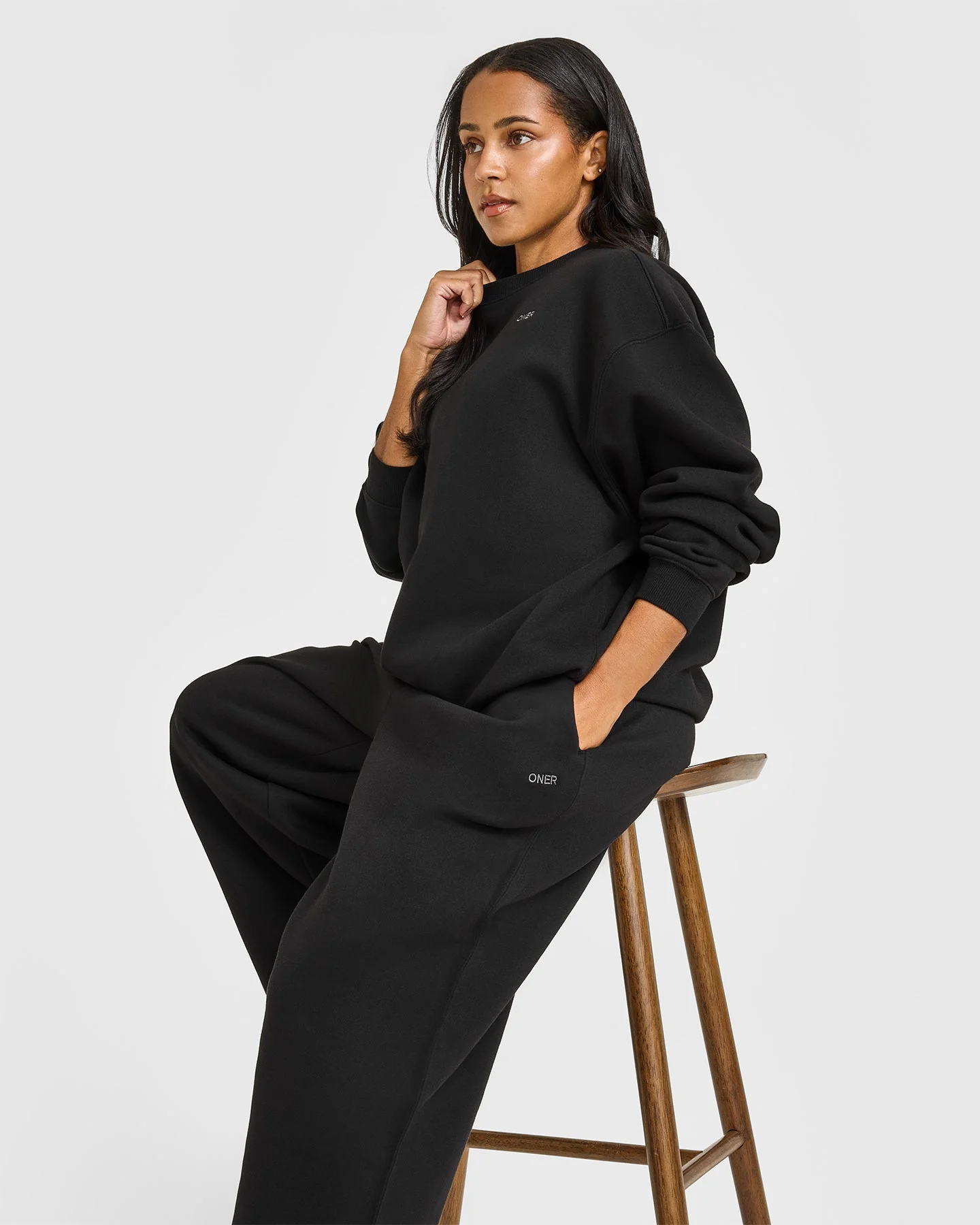 Foundations Oversized Straight Leg Joggers | Black - Image 6